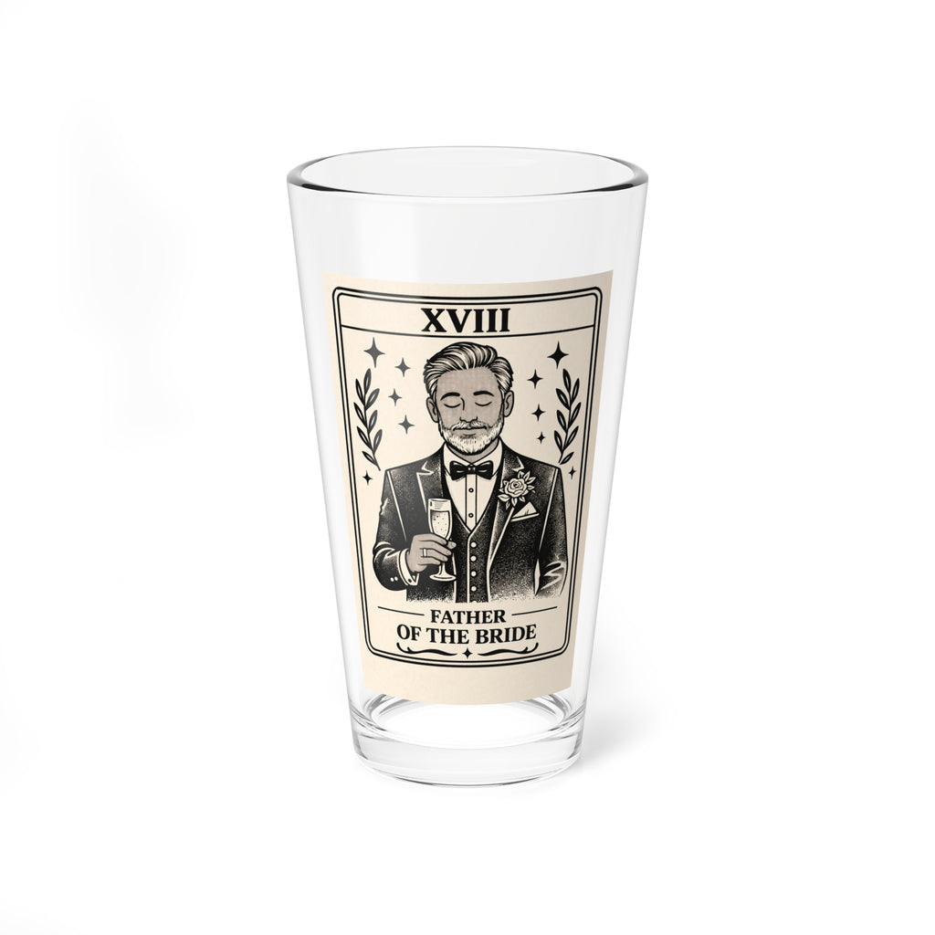 Father of the Bride Tarot Card Mixing Glass, 16oz | Groomsmen Barware