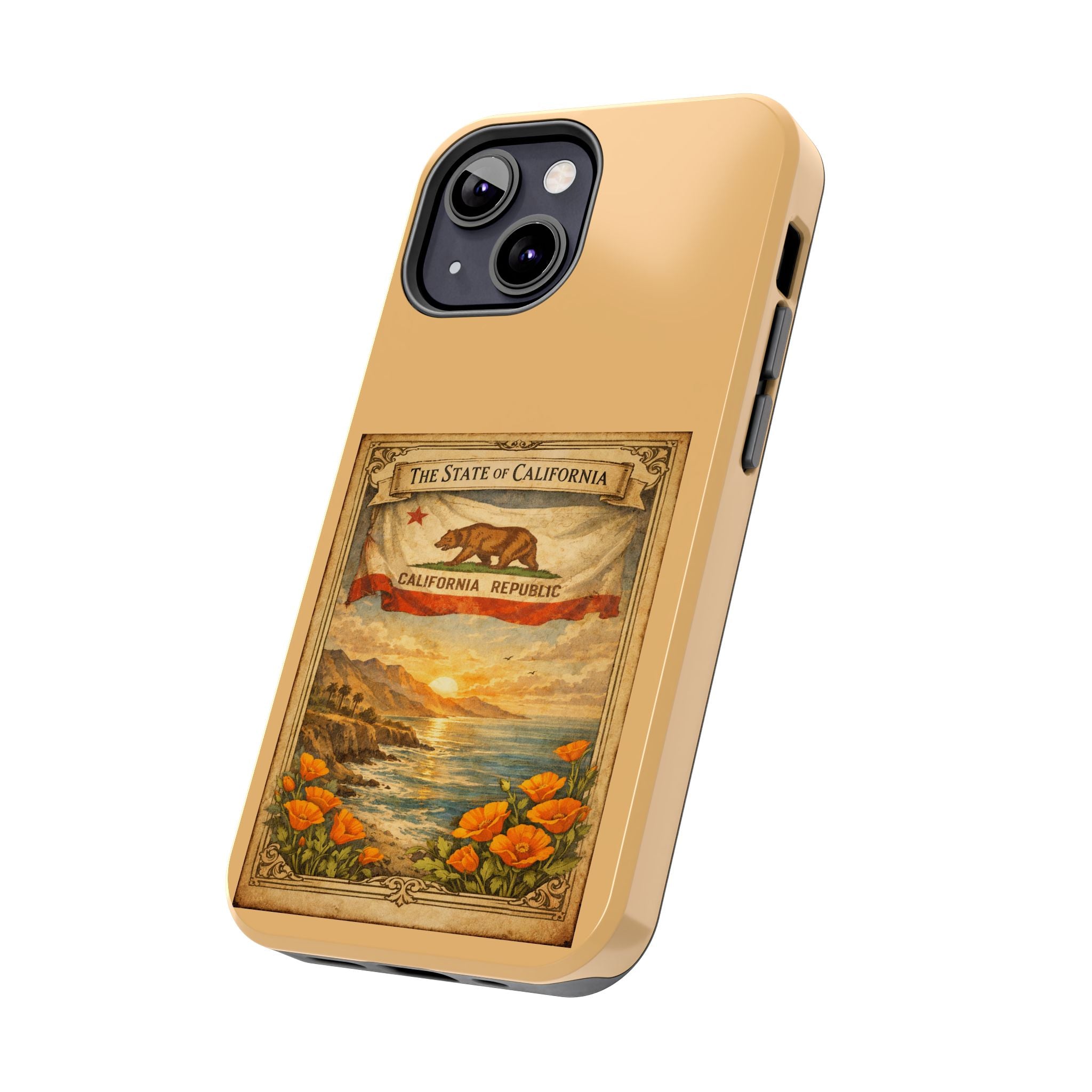 California Republic Vintage Poster phone case | Poppy Coast Sunset tough case
