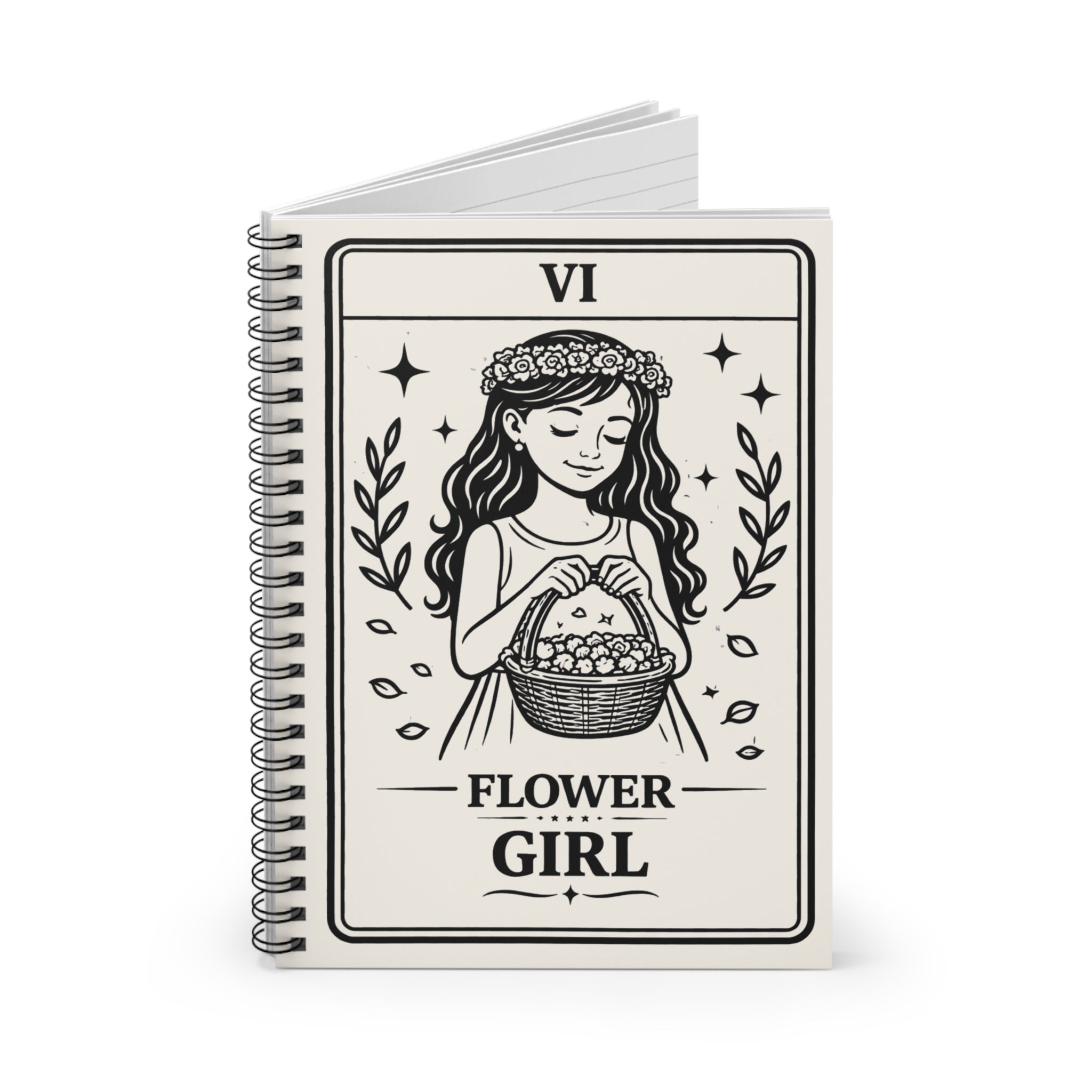 Flower Girl Tarot Illustration Spiral Notebook | Ruled Journal