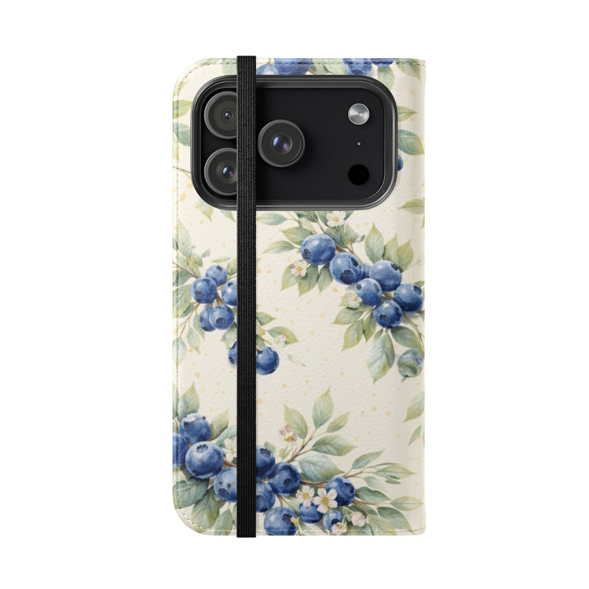 Blueberry Watercolor Pattern Flip Case | Phone Wallet, Card Slots