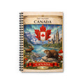 Canada Vintage Coat of Arms Notebook, Spiral Ruled Journal | Maple Leaf, Beaver, Moose