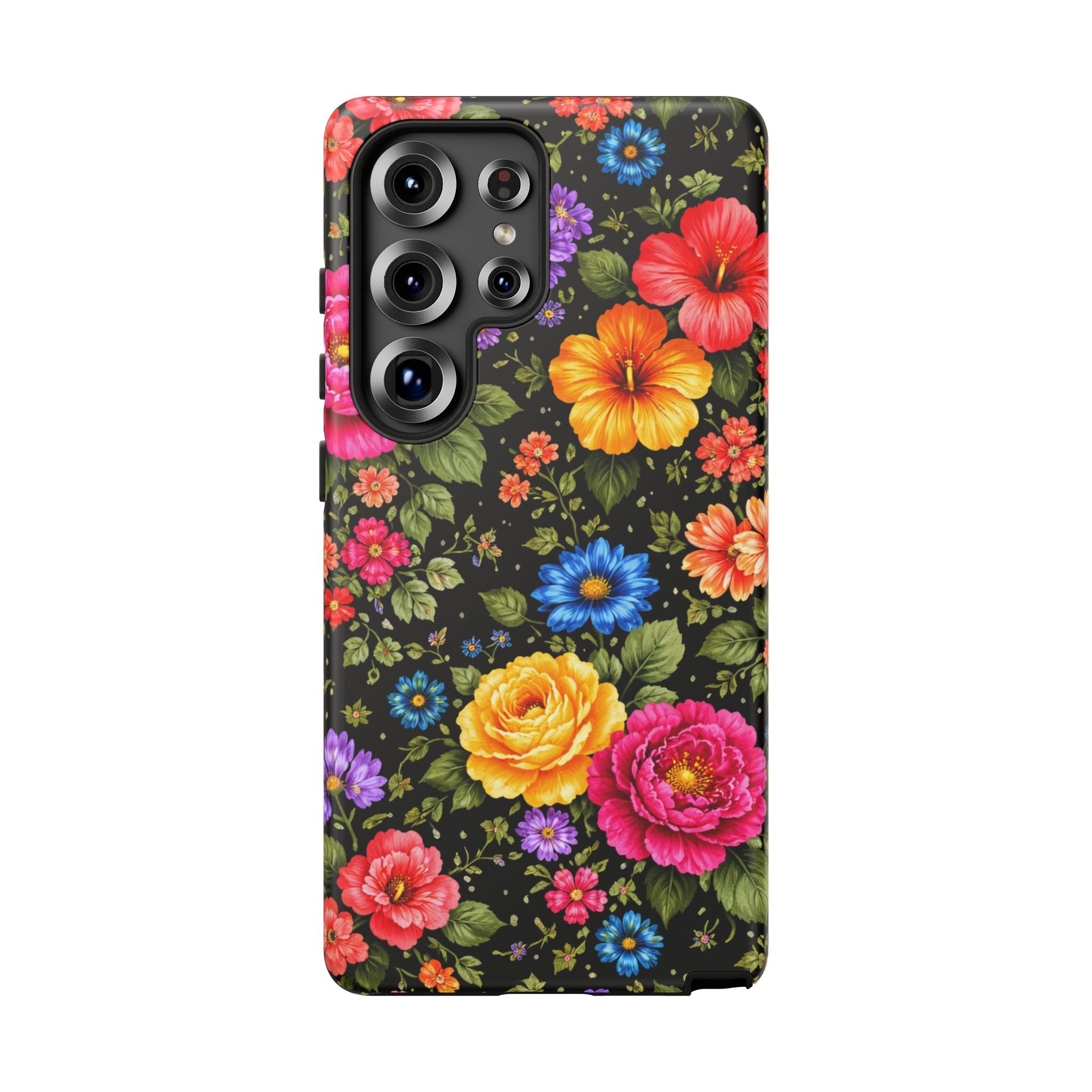 Vintage Floral Pattern Phone Case | Colorful Roses on Black