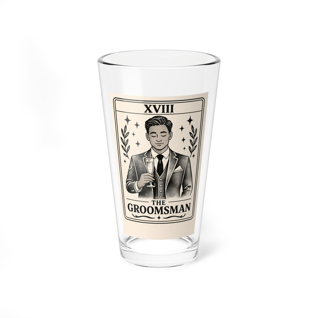 The Groomsman Tarot Card Mixing Glass, 16oz