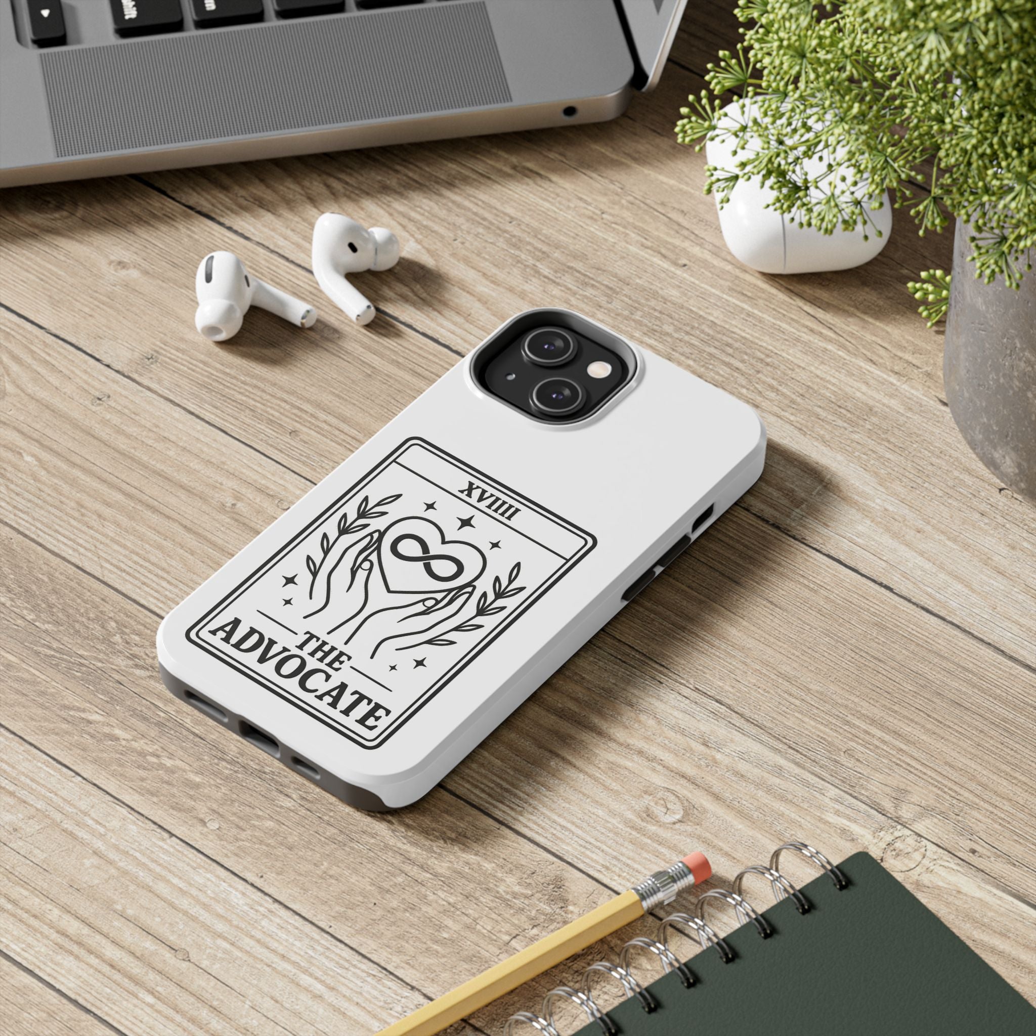 The Advocate tarot card Phone Case | infinity heart hands design