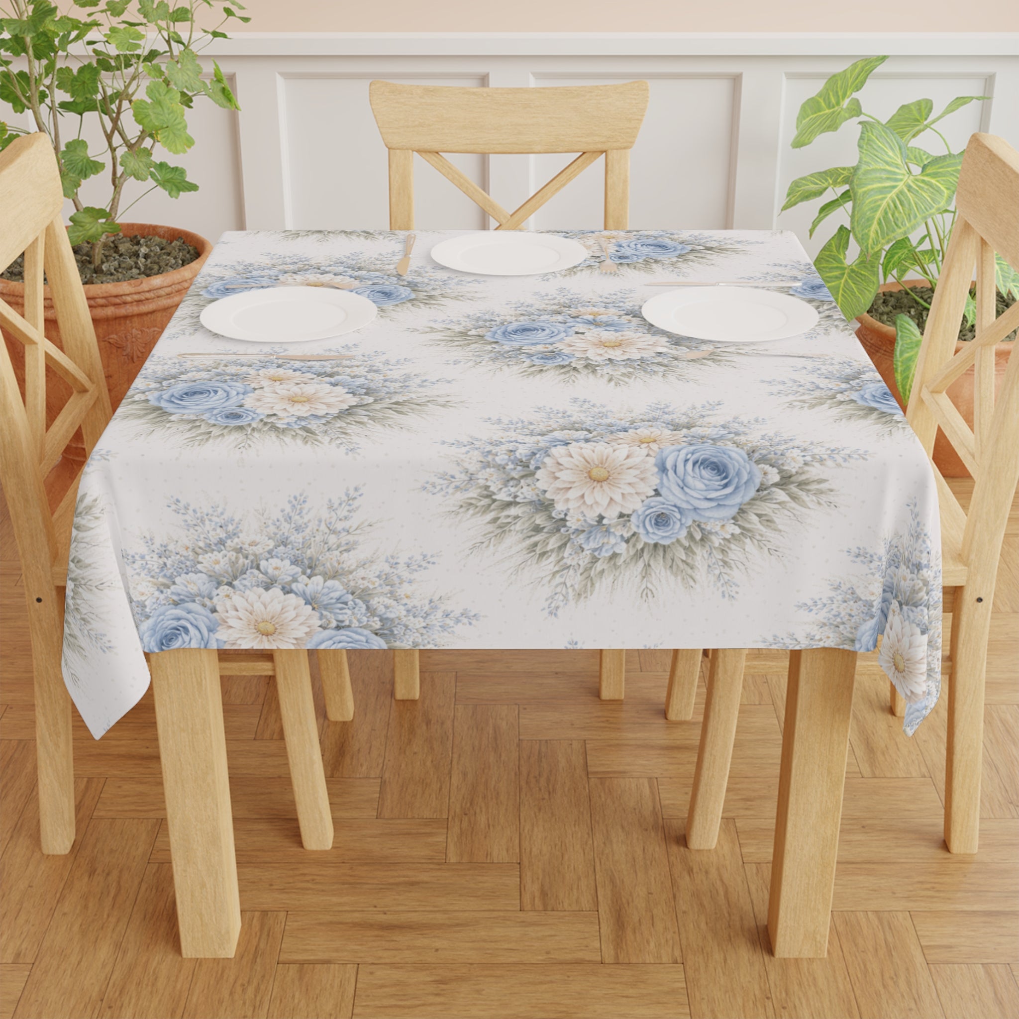Copy of Blue Rose Bouquet Tablecloth | Floral Vintage Pattern, Cottagecore Dining