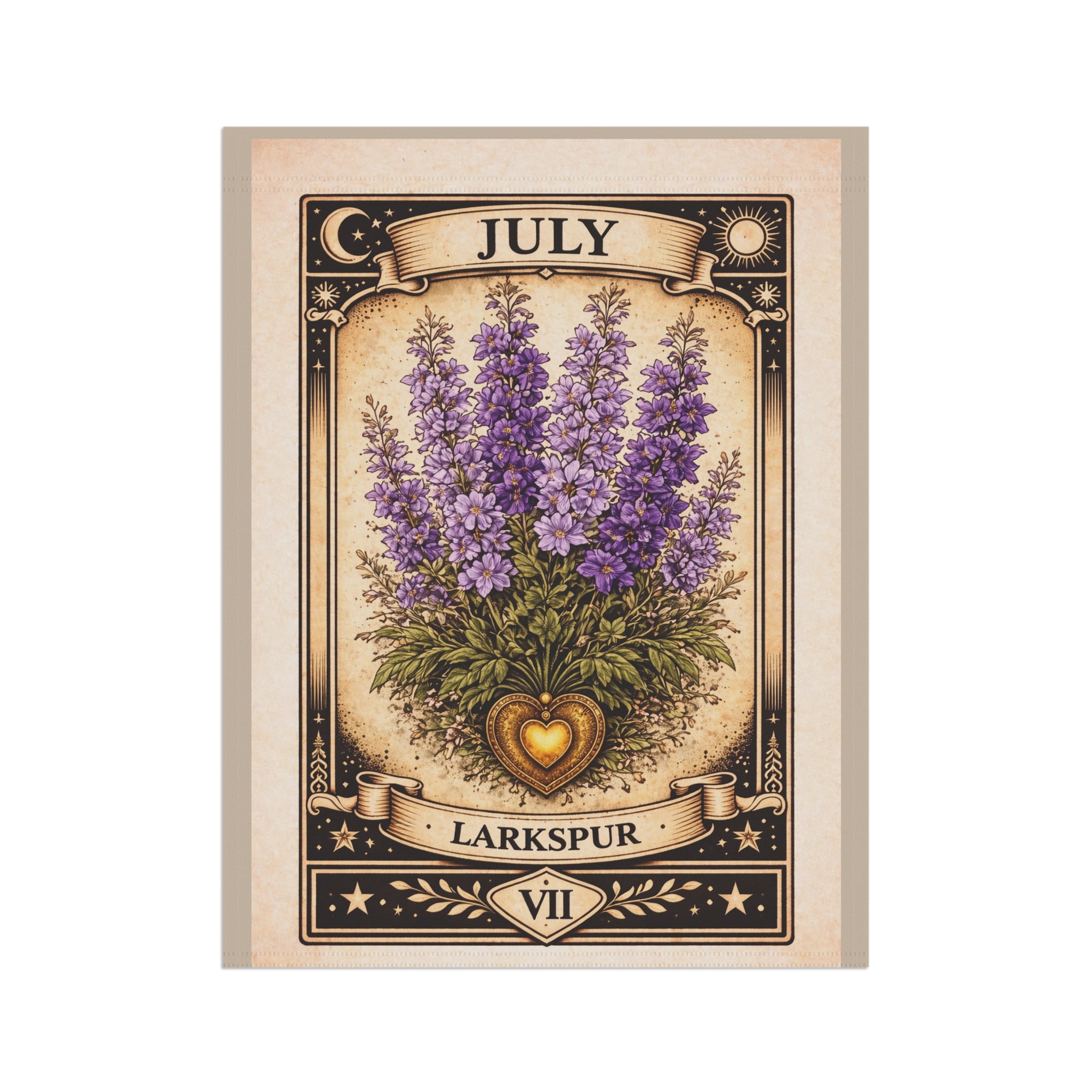 July Larkspur Garden Flag | Floral House Banner, Birth Month Botanical