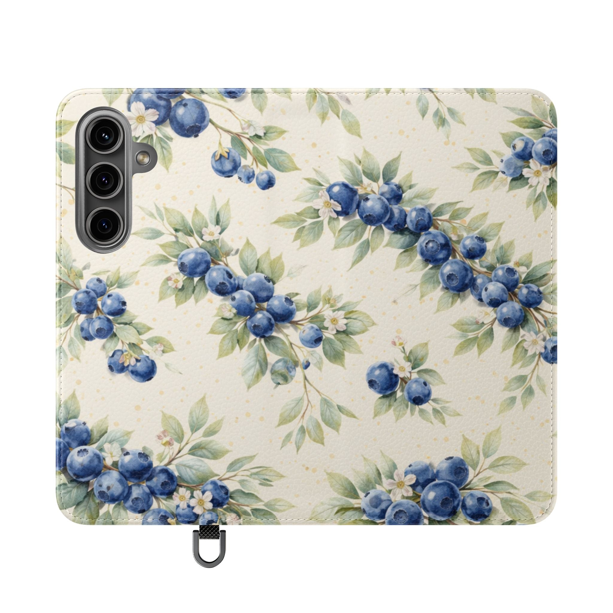 Blueberry Watercolor Pattern Flip Case | Phone Wallet, Card Slots