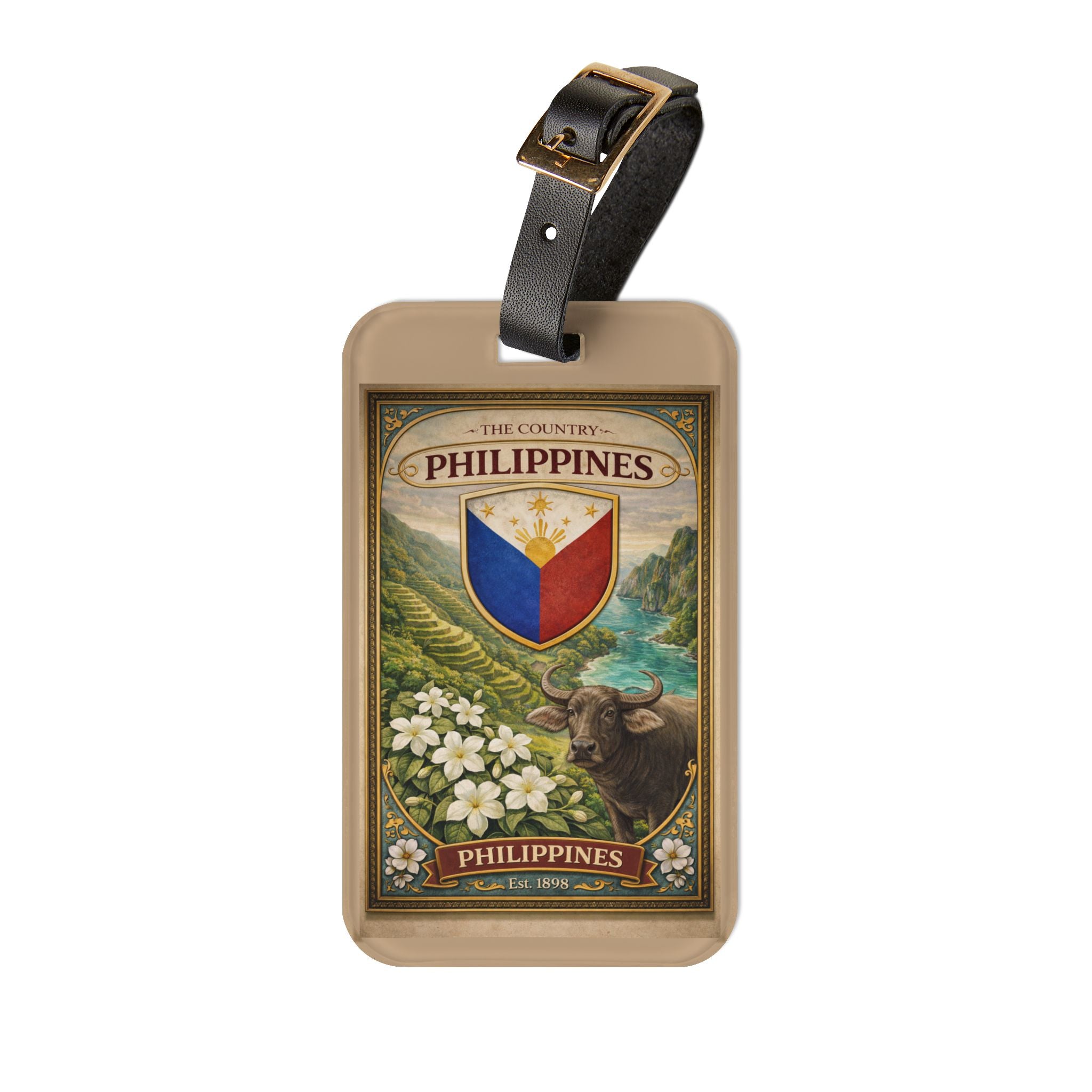 Philippines Crest Luggage Tag | Vintage Country Shield Travel Tag