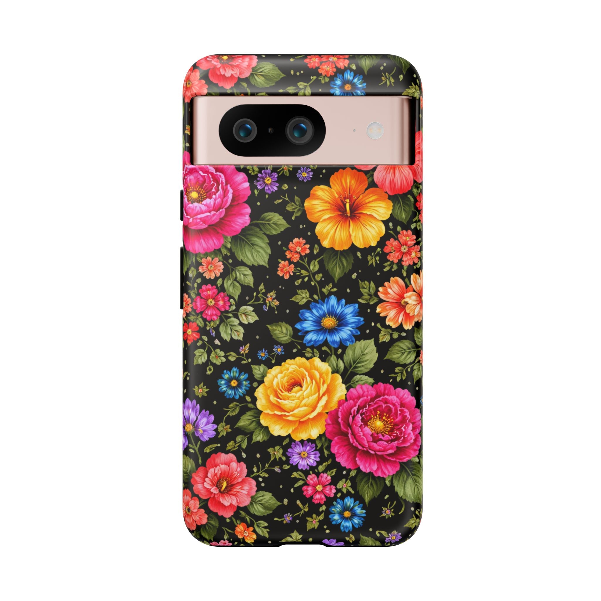 Vintage Floral Pattern Phone Case | Colorful Roses on Black