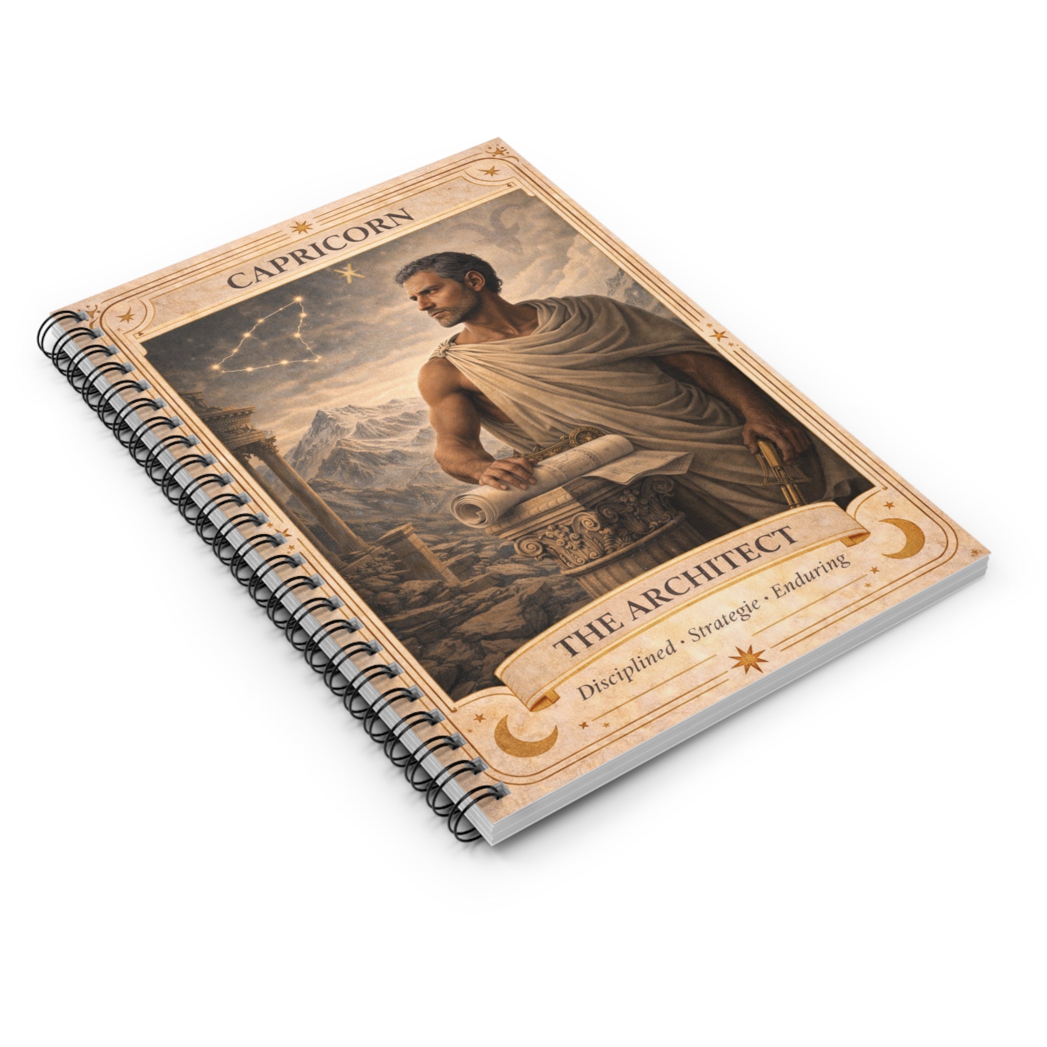 Capricorn 'The Architect' Spiral Notebook — Ruled Zodiac Journal