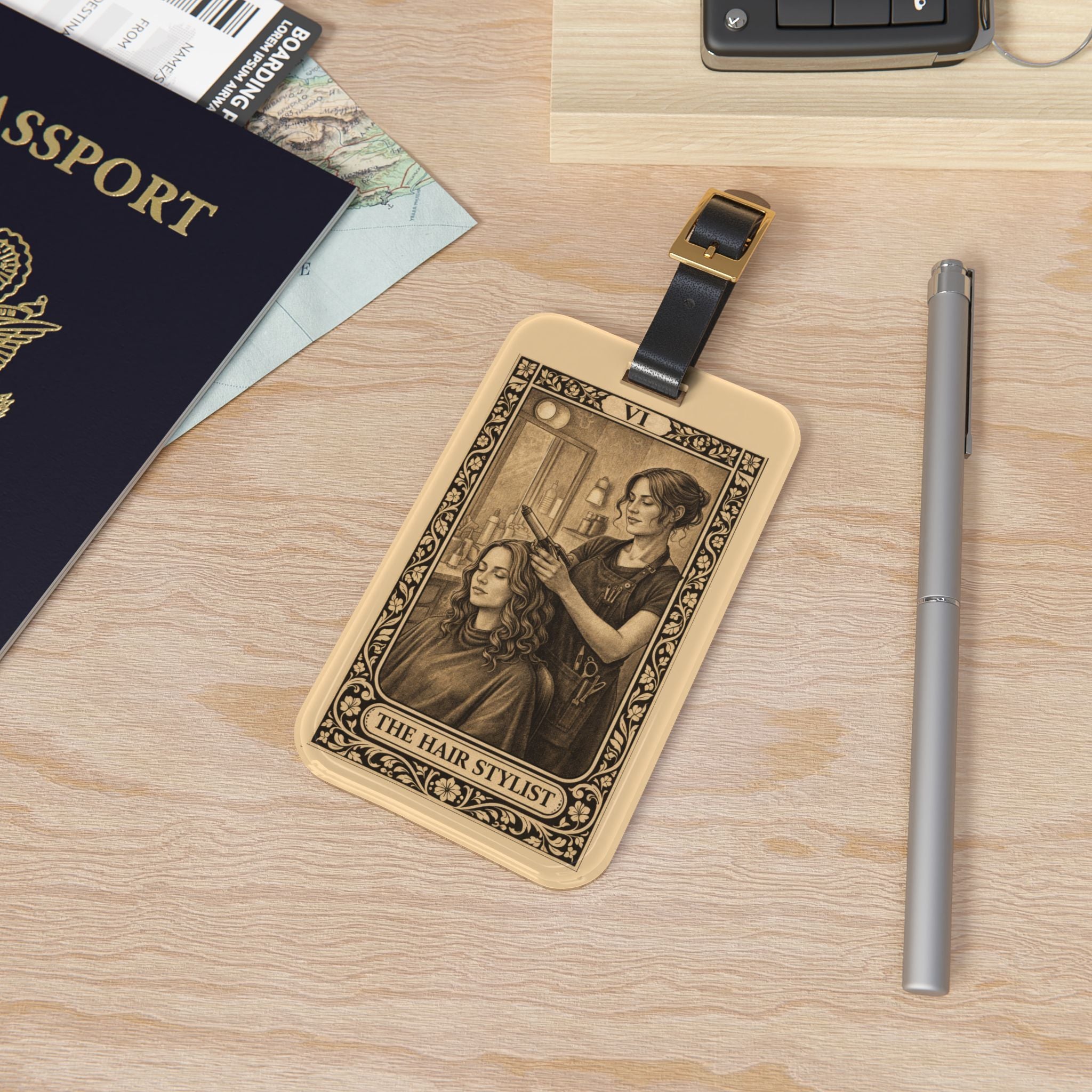 The Hair Stylist Luggage Tag | Tarot Card Illustration, Salon Theme