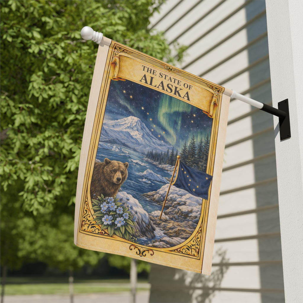 The State of Alaska Garden Banner | Alaska Flag, Northern Lights, Bear