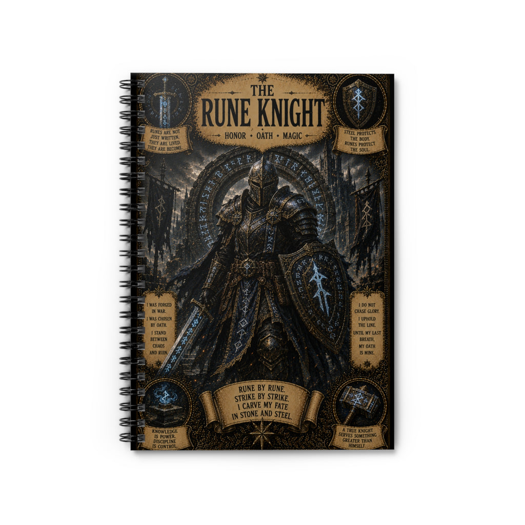 Rune Knight Illustration Spiral Notebook | Fantasy Armor, Magic Runes