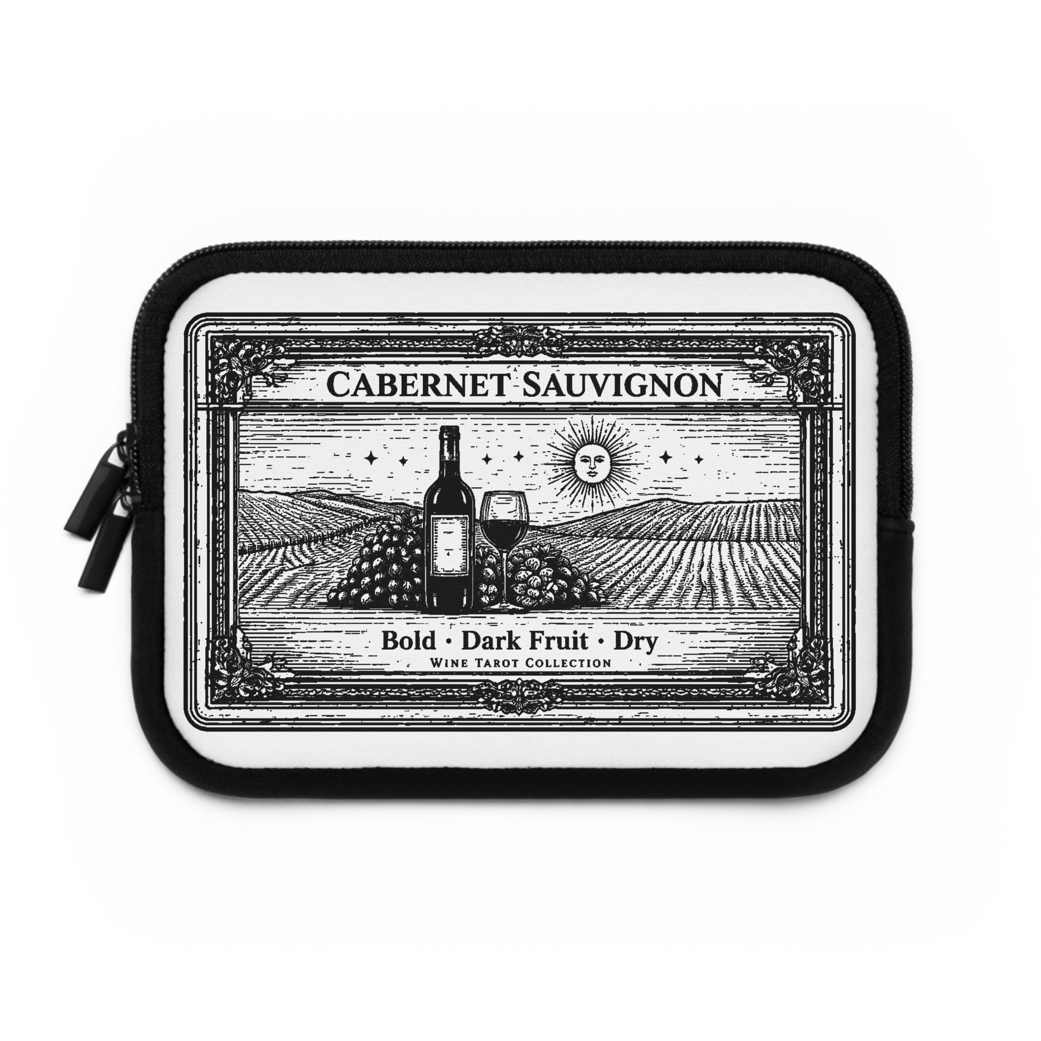 Cabernet Sauvignon Wine Label Laptop Sleeve | Vintage Vineyard Illustration