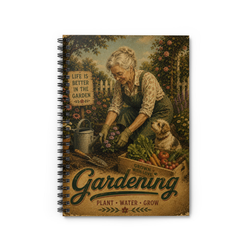 Vintage Gardening Illustration Spiral Notebook | Ruled Journal