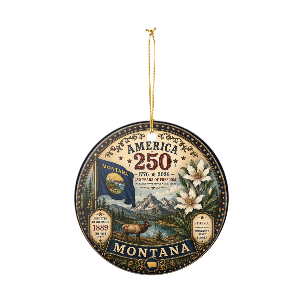 Montana State Seal America 250 Ornament | Ceramic Holiday Decoration