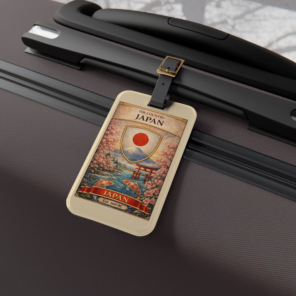 Japan travel poster Luggage Tag | Cherry Blossoms, Mount Fuji, Rising Sun