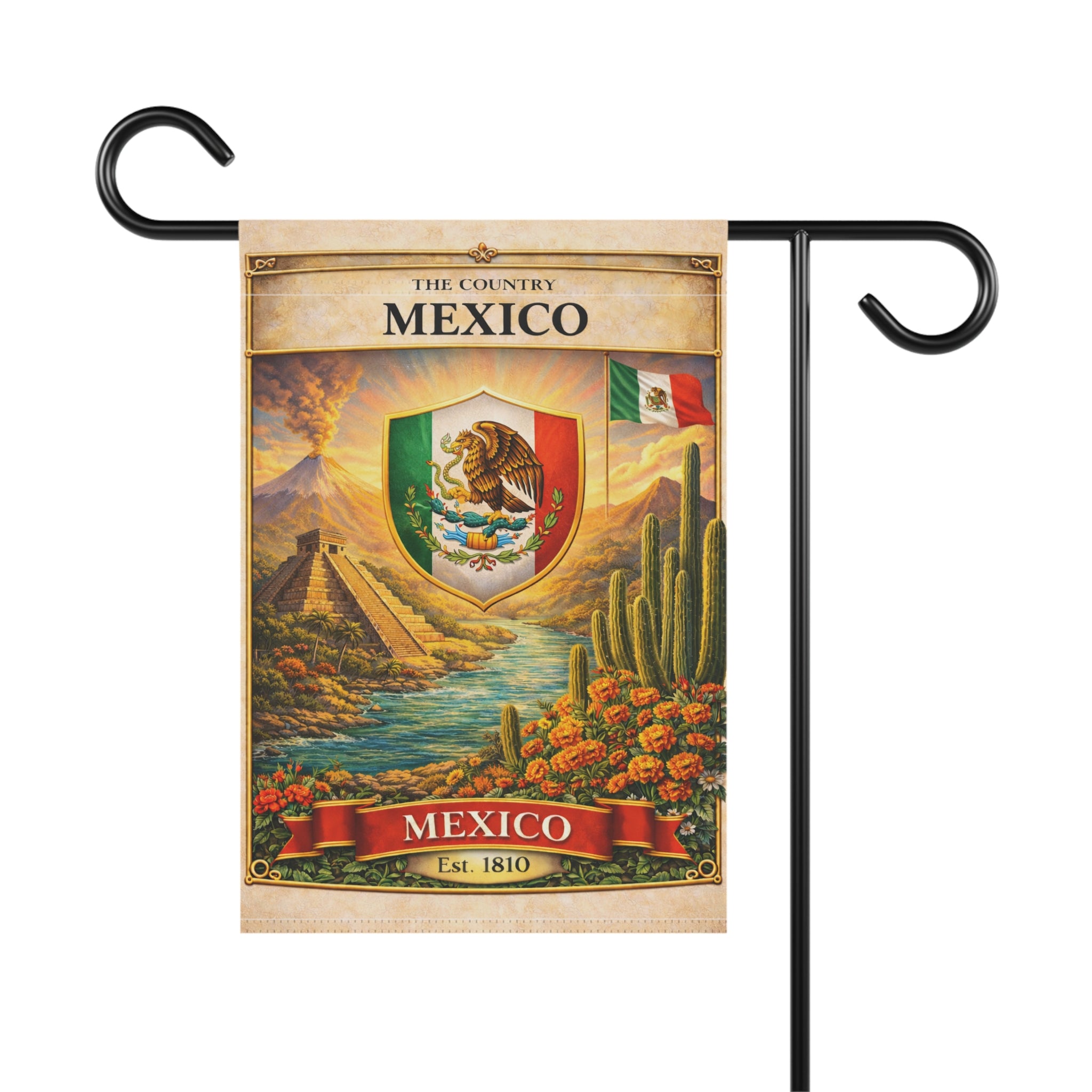 Mexico vintage crest garden flag | Garden Banner