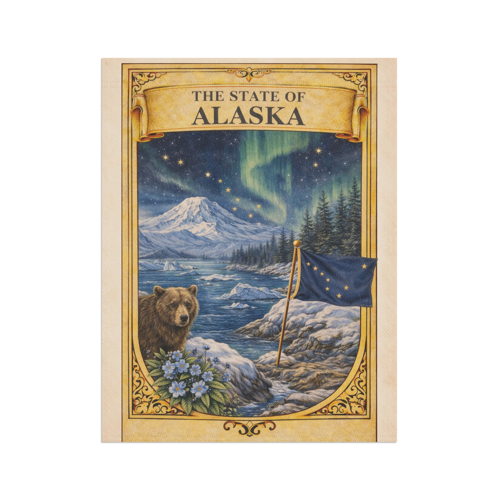 The State of Alaska Garden Banner | Alaska Flag, Northern Lights, Bear
