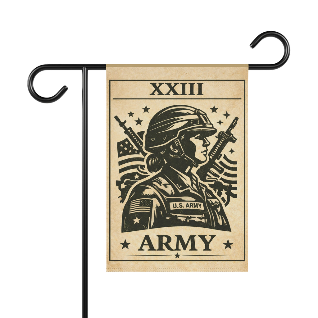 Army Soldier Illustration Garden & House Banner | Military Flag Yard Decor
