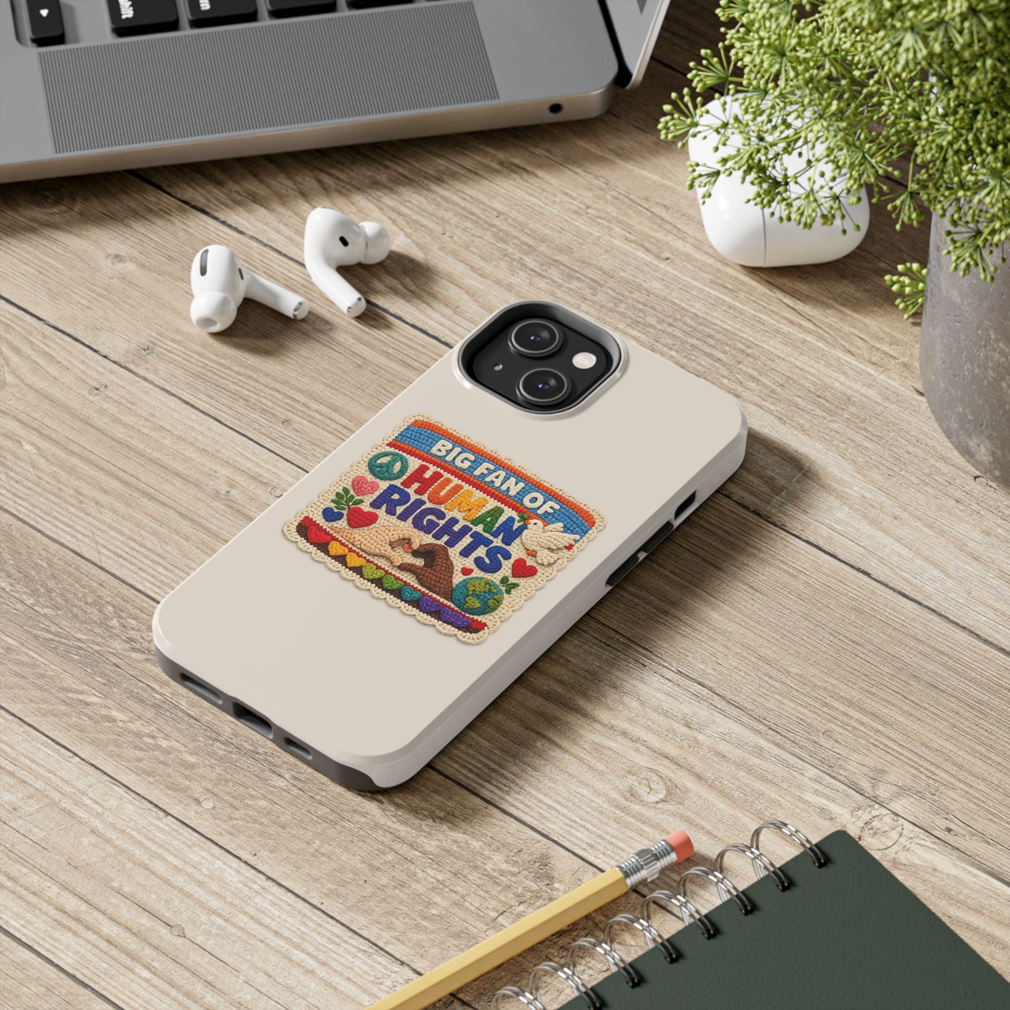 Big Fan of Human Rights Phone Case - Crochet Style Phone Case - Cute Activist Phone Case - Aesthetic Phone Case - Gift for Her