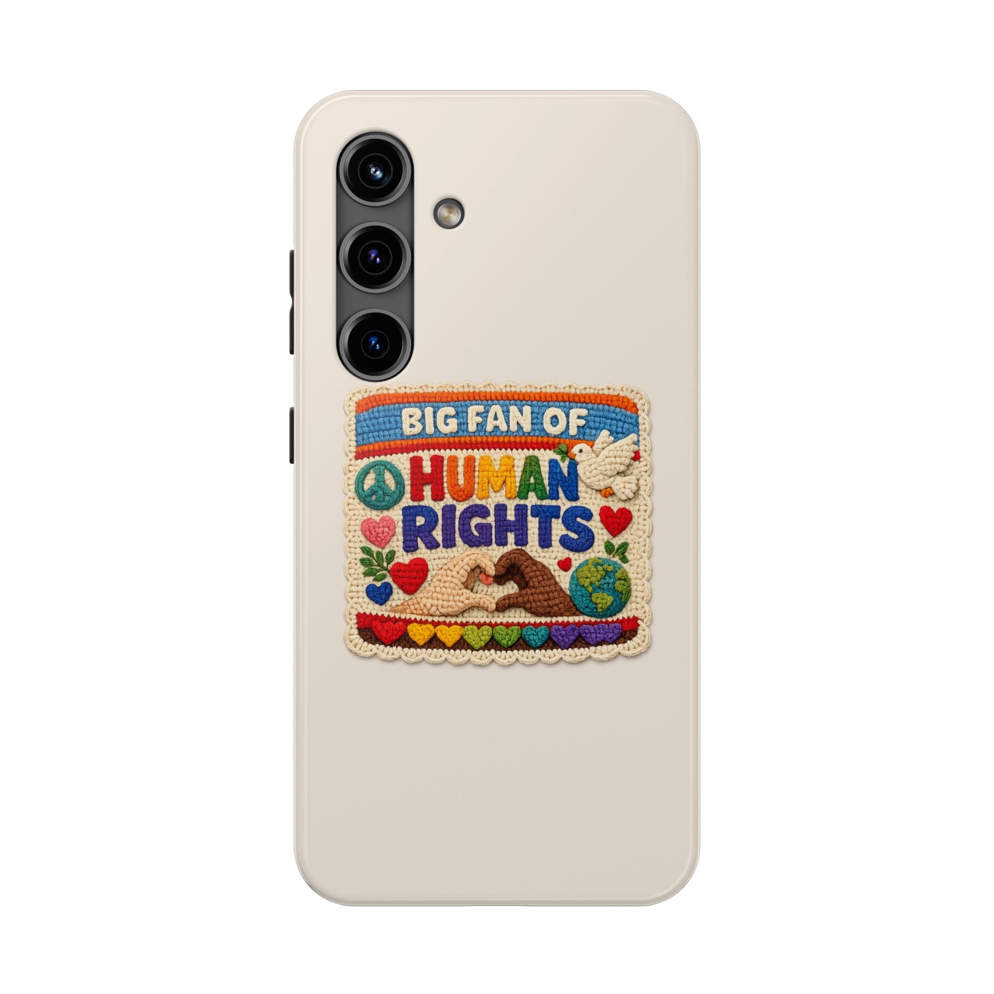 Big Fan of Human Rights Phone Case - Crochet Style Phone Case - Cute Activist Phone Case - Aesthetic Phone Case - Gift for Her