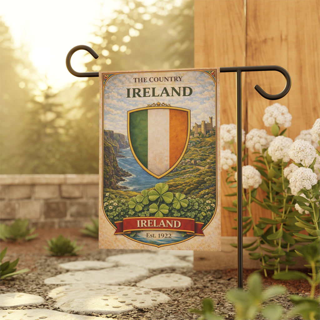 Ireland Shield Garden Flag | Garden Banner, Irish Crest, Shamrock Decor