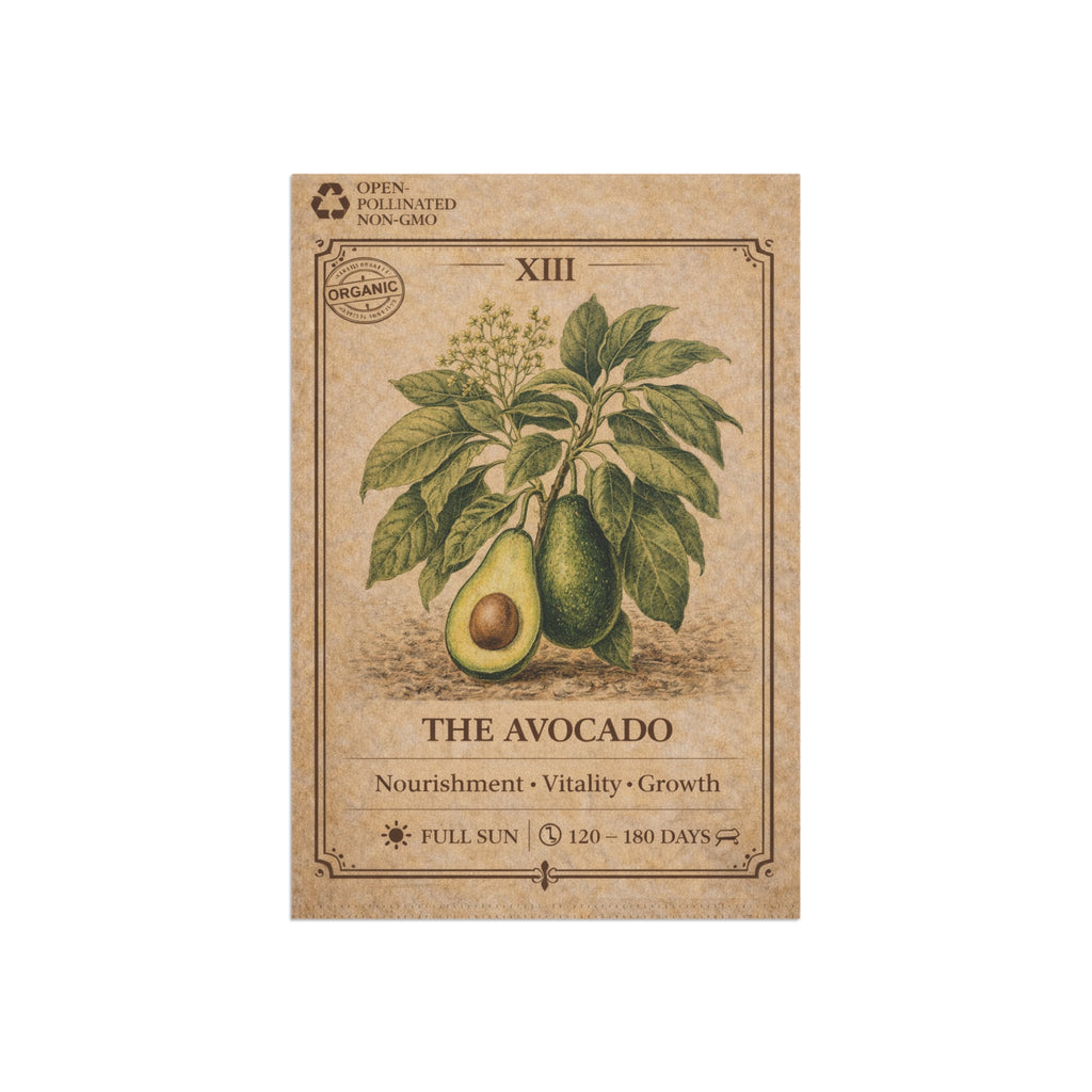 Avocado Botanical Illustration Garden Flag | Plant Care Diagram Banner