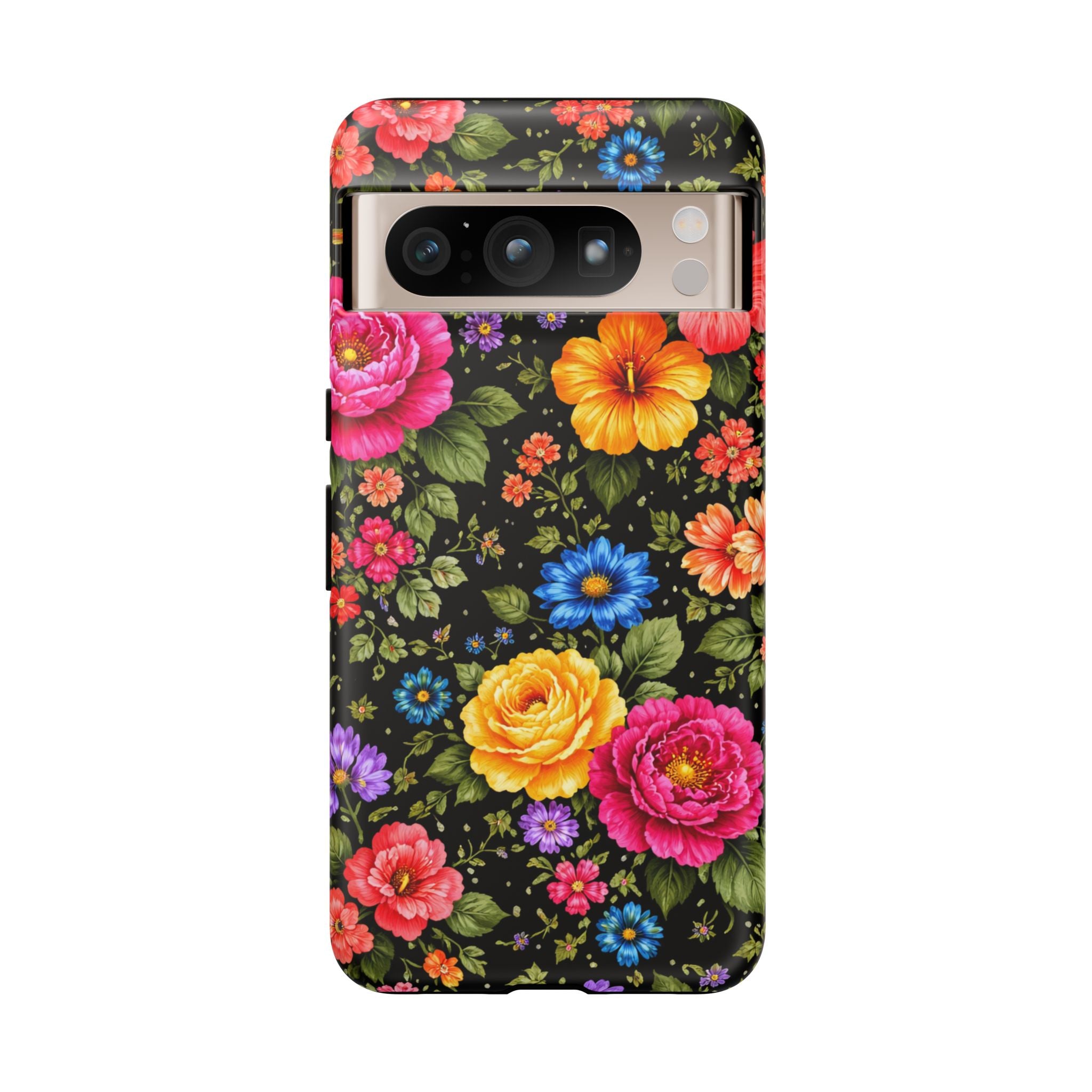Vintage Floral Pattern Phone Case | Colorful Roses on Black