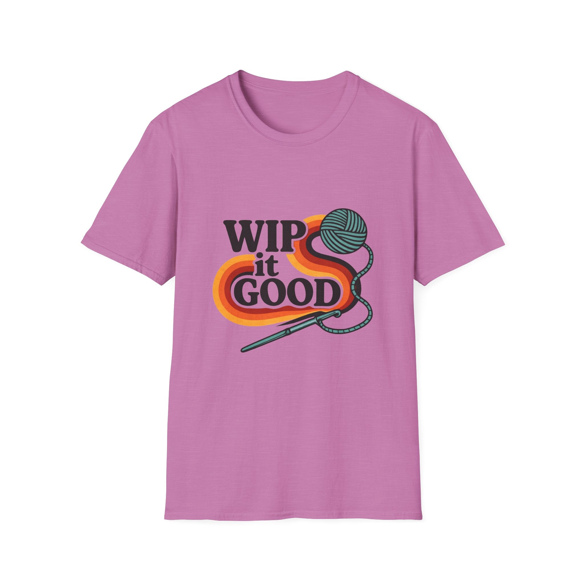 Wip It Good funny knitting design T-Shirt | yarn ball and crochet hook