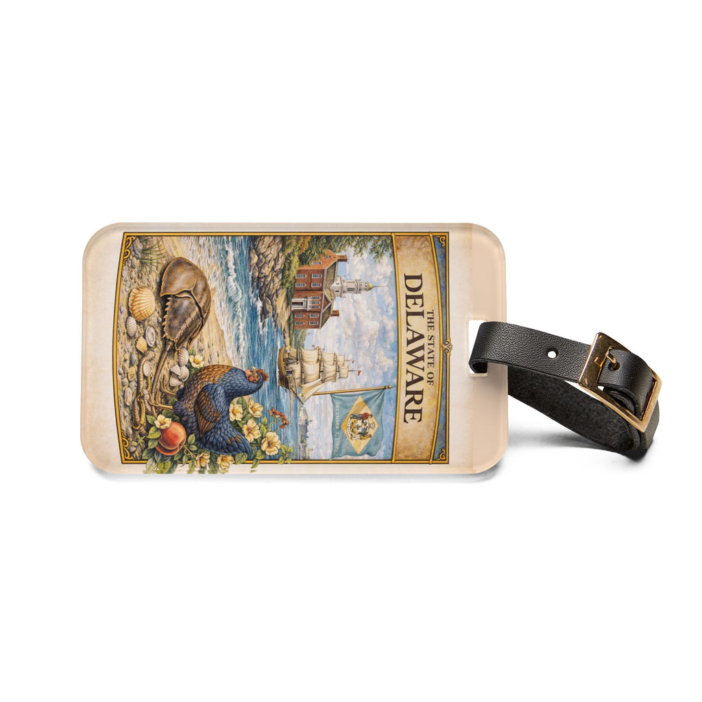 Delaware State Vintage Illustration Luggage Tag | Coastal Peaches & Ship