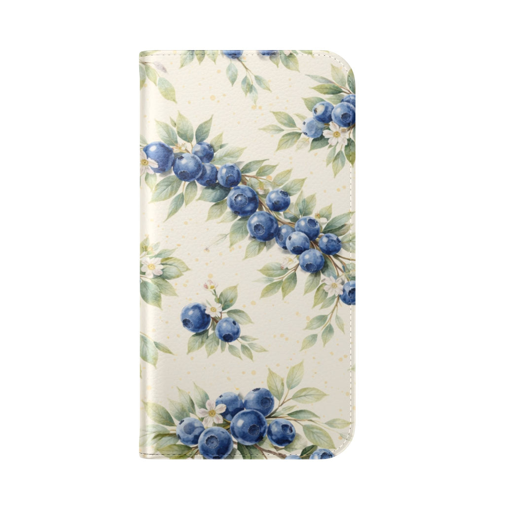 Blueberry Watercolor Pattern Flip Case | Phone Wallet, Card Slots