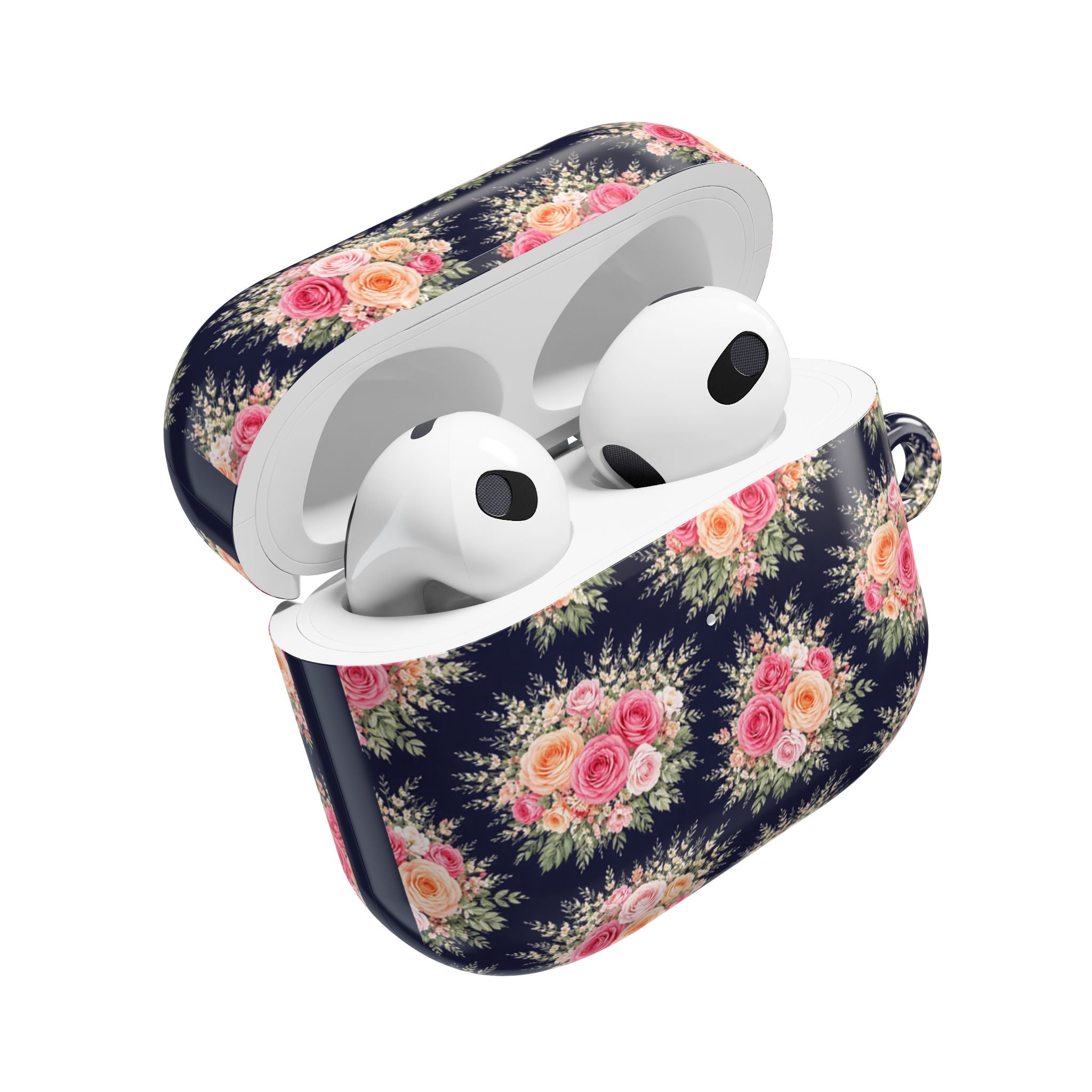 Vintage Floral Bouquet AirPod Case | Pink Roses on Navy