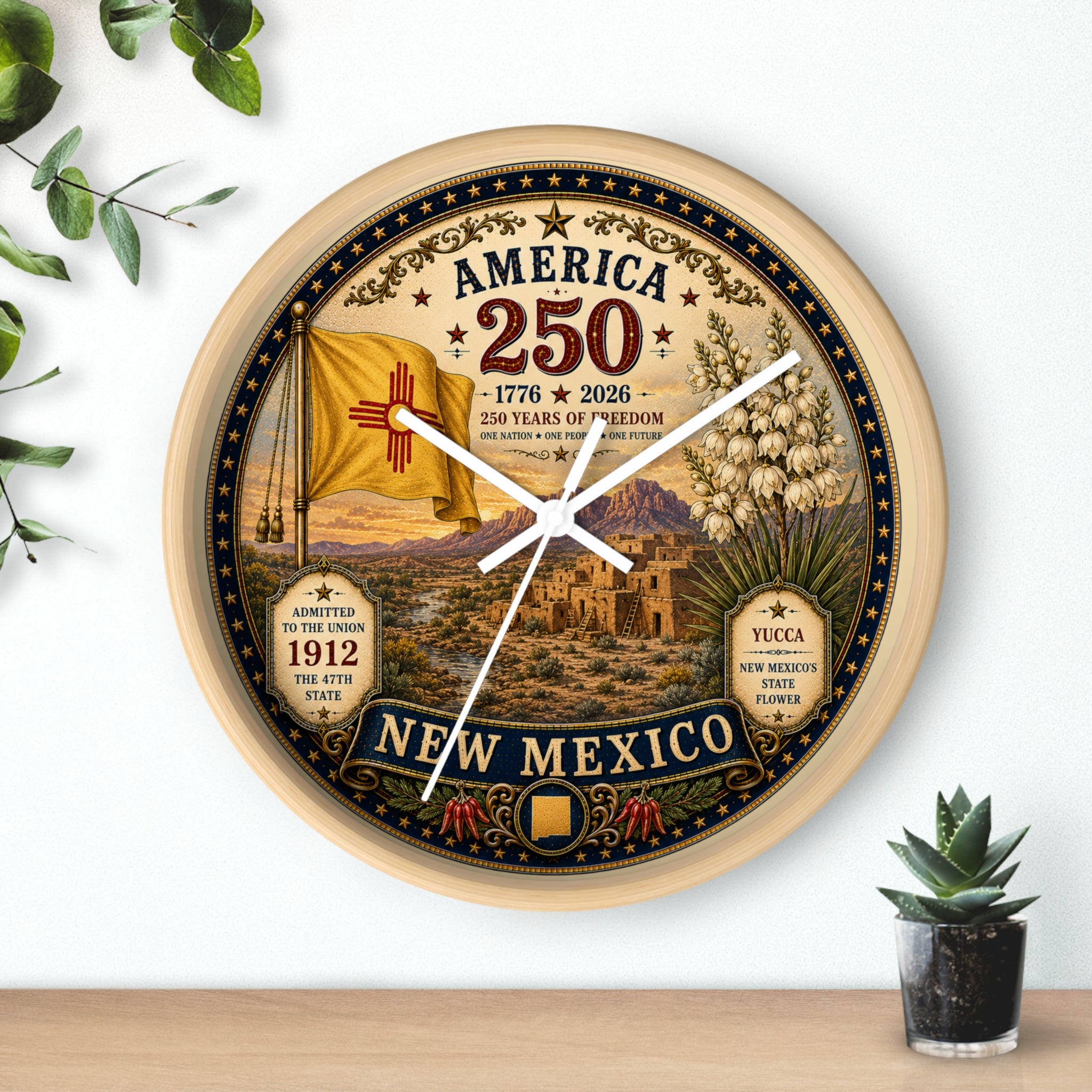 New Mexico State Emblem Wall Clock | America 250 Centennial Desert Design