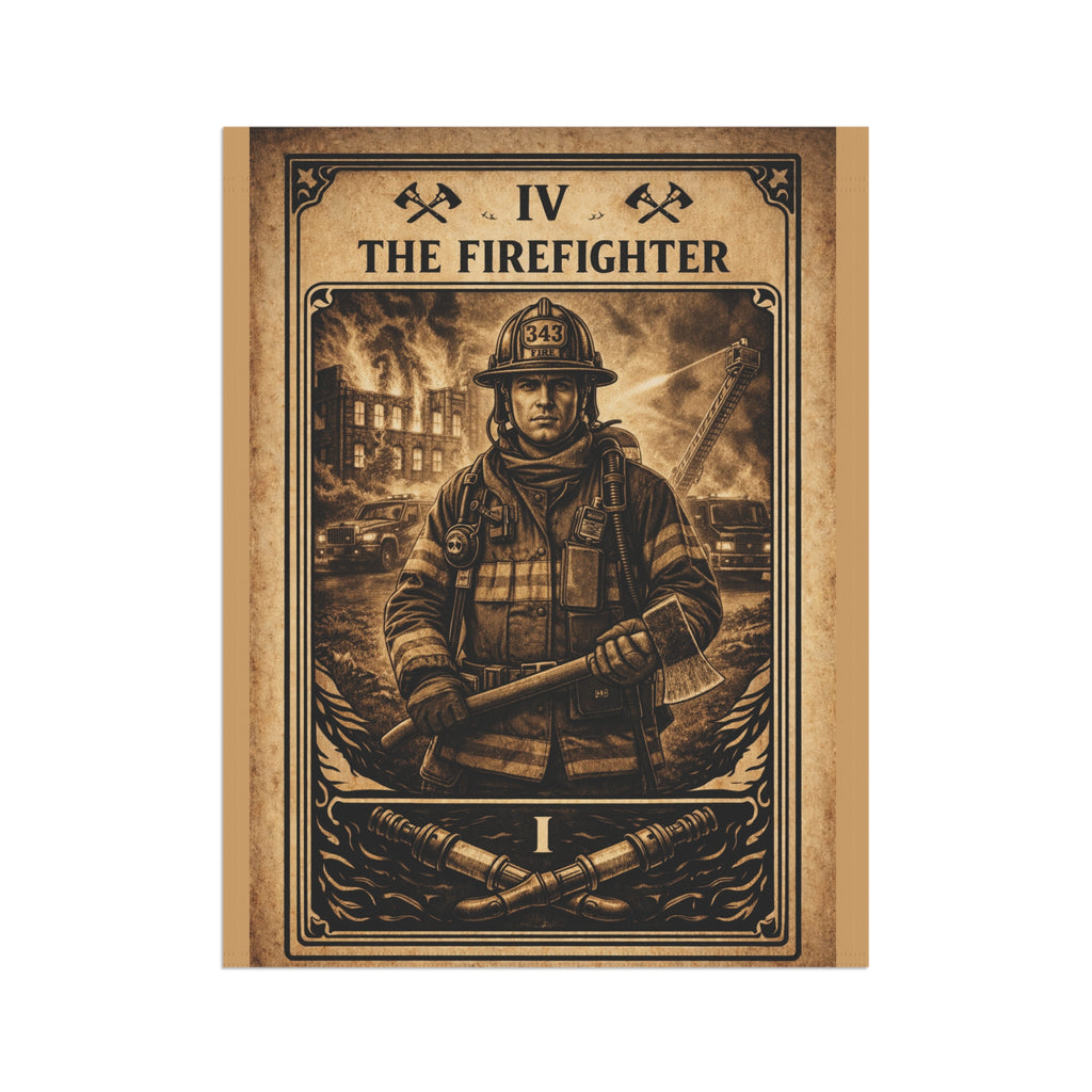 The Firefighter illustration Garden Flag | Garden Banner, Outdoor Decor