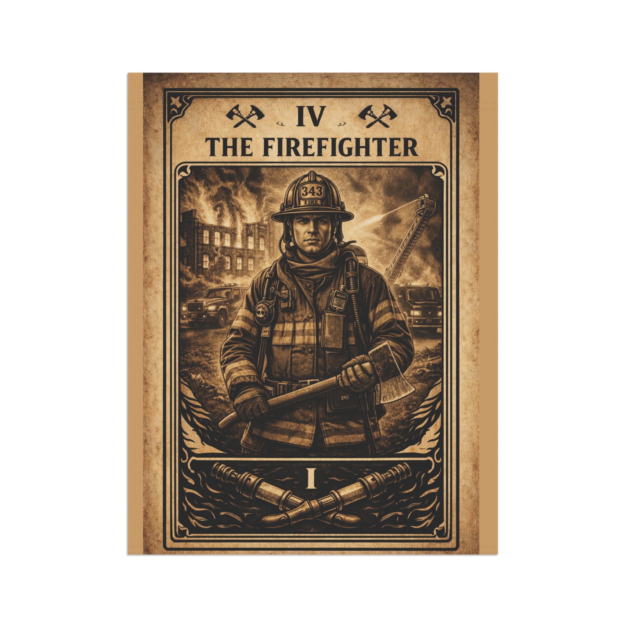The Firefighter illustration Garden Flag | Garden Banner, Outdoor Decor