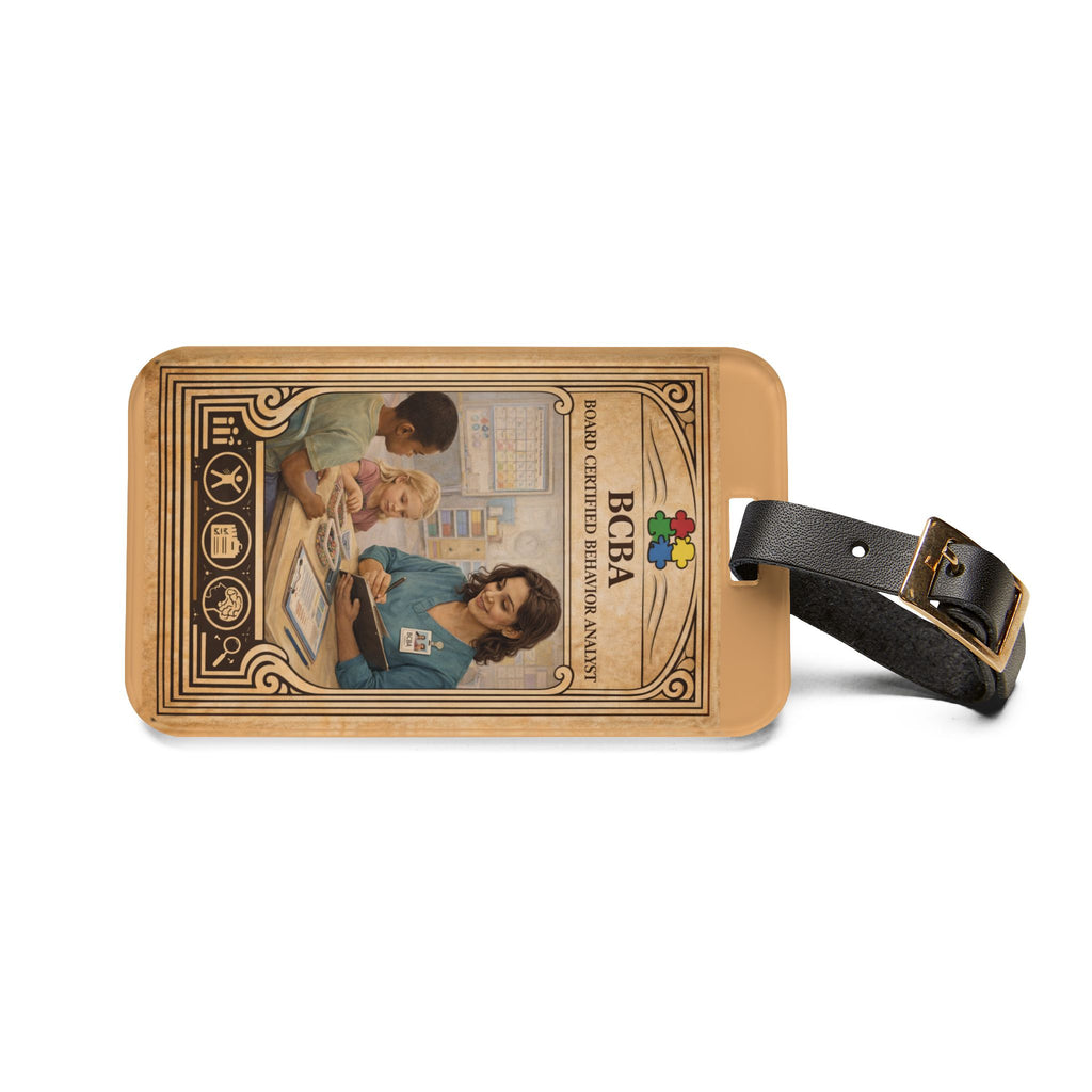 BCBA Board Certified Behavior Analyst Luggage Tag | Retro Classroom Illustration