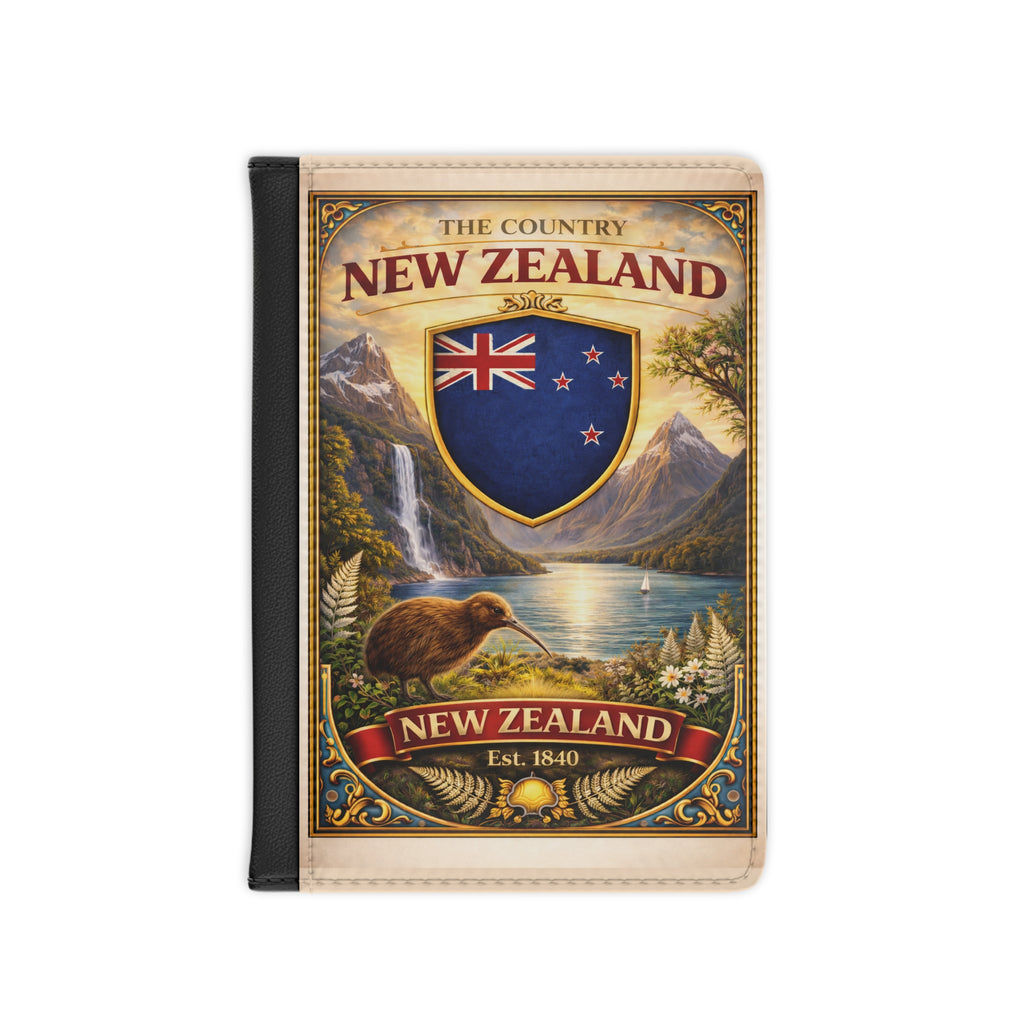 New Zealand Shield Crest Passport Cover | Kiwi Mountain Lake Travel