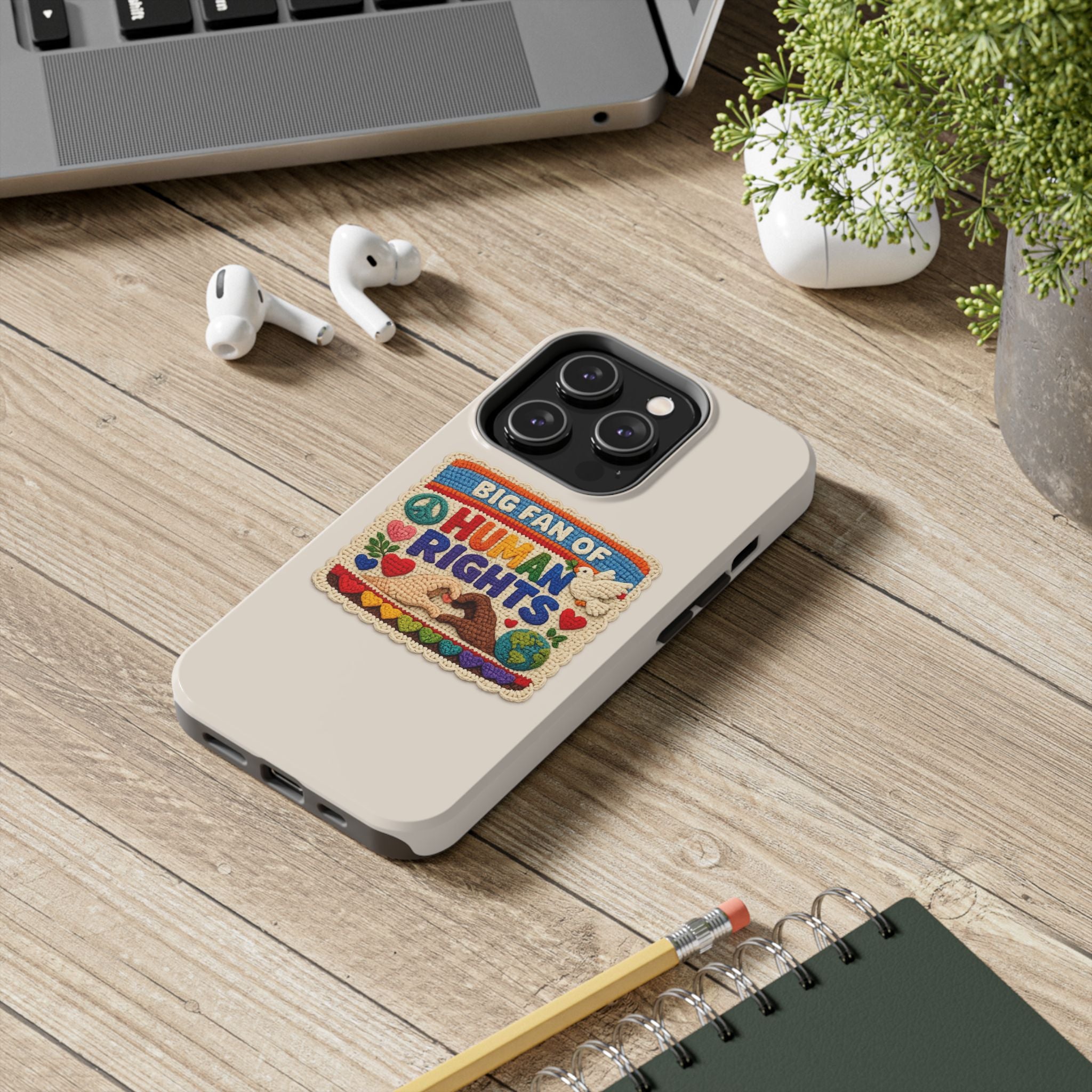 Big Fan of Human Rights Phone Case - Crochet Style Phone Case - Cute Activist Phone Case - Aesthetic Phone Case - Gift for Her
