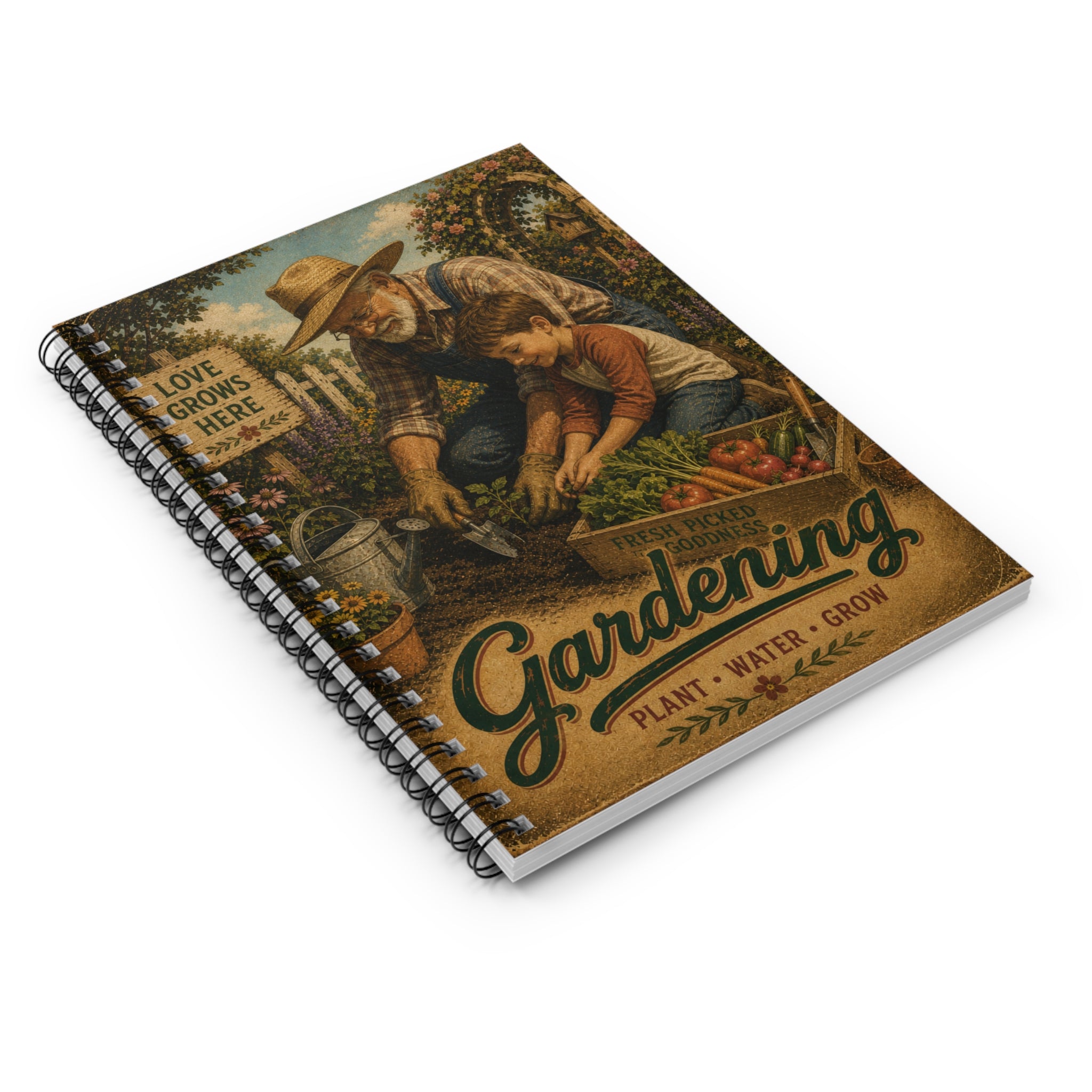 Gardening Grandpa and Child Spiral Notebook | Ruled Garden Journal
