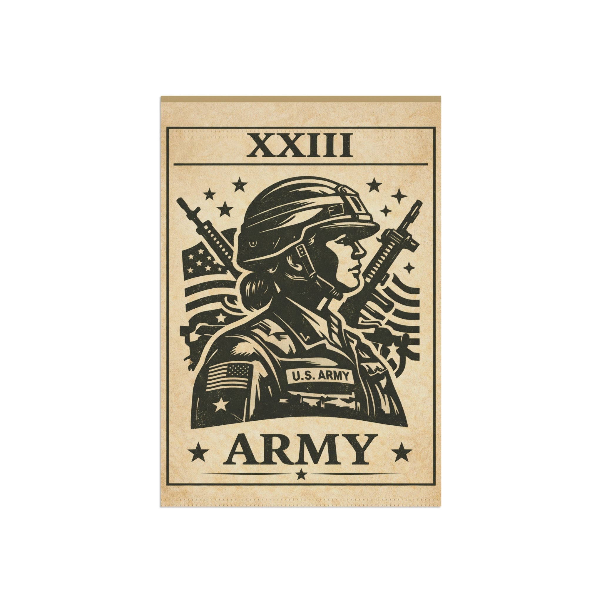 Army Soldier Illustration Garden & House Banner | Military Flag Yard Decor