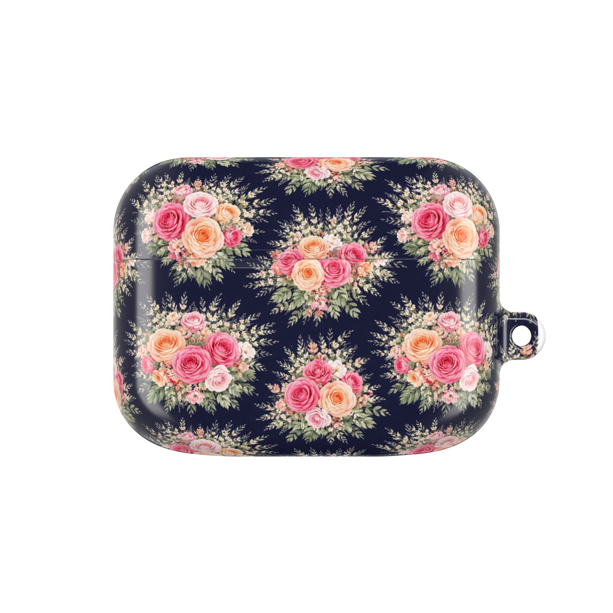 Vintage Floral Bouquet AirPod Case | Pink Roses on Navy