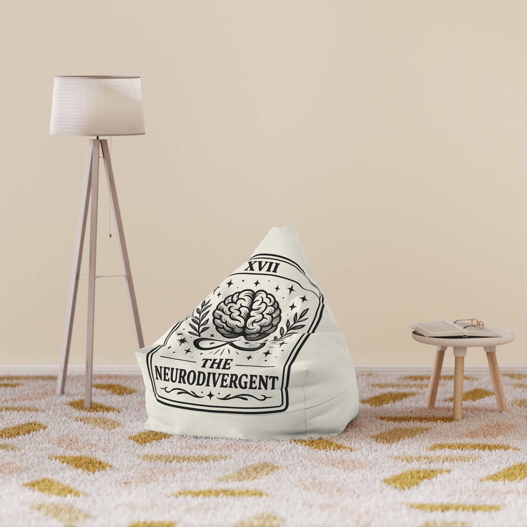 The Neurodivergent Bean Bag Chair Cover | Brain Tarot Illustration