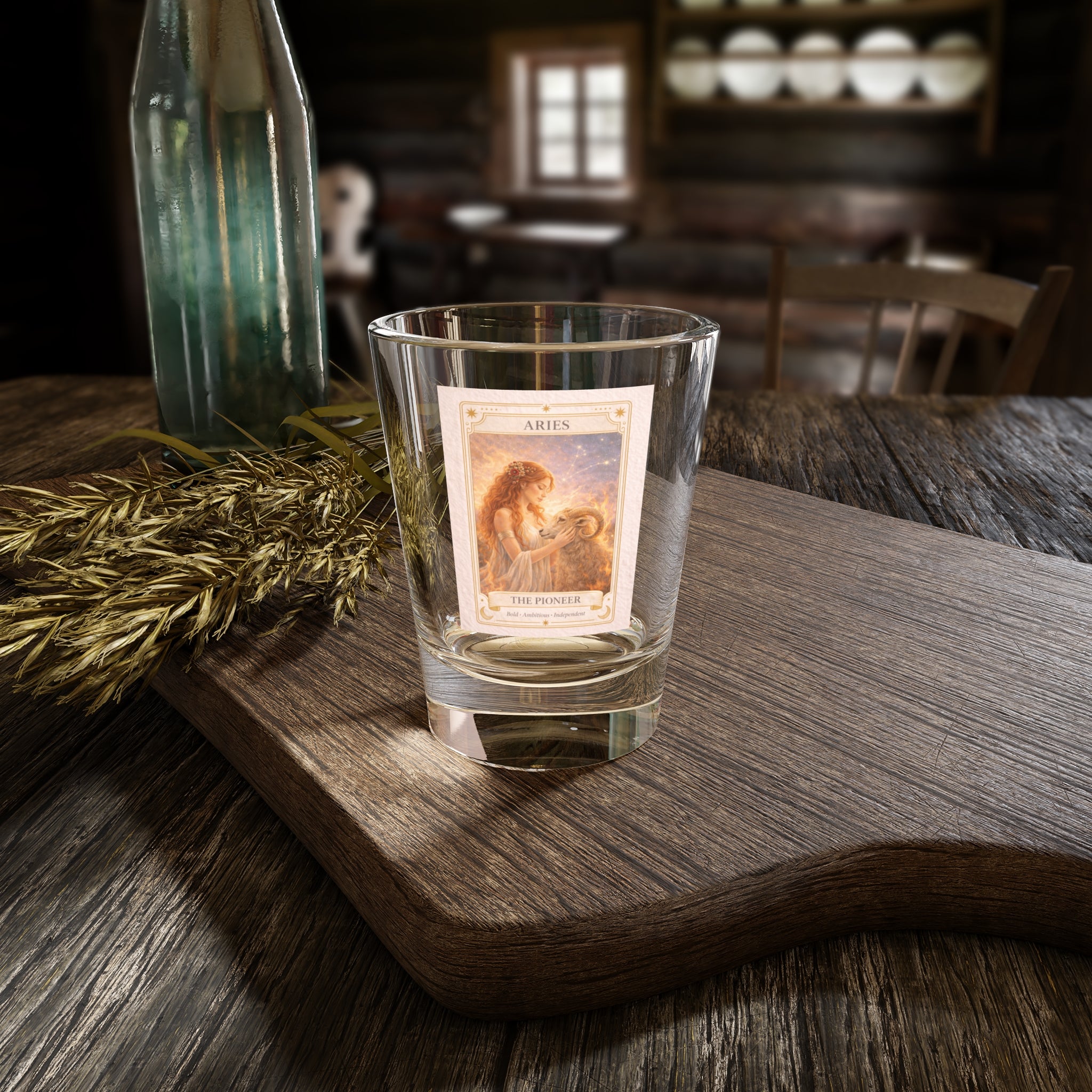 Aries Zodiac Tarot Card Shot Glass | 1.5oz