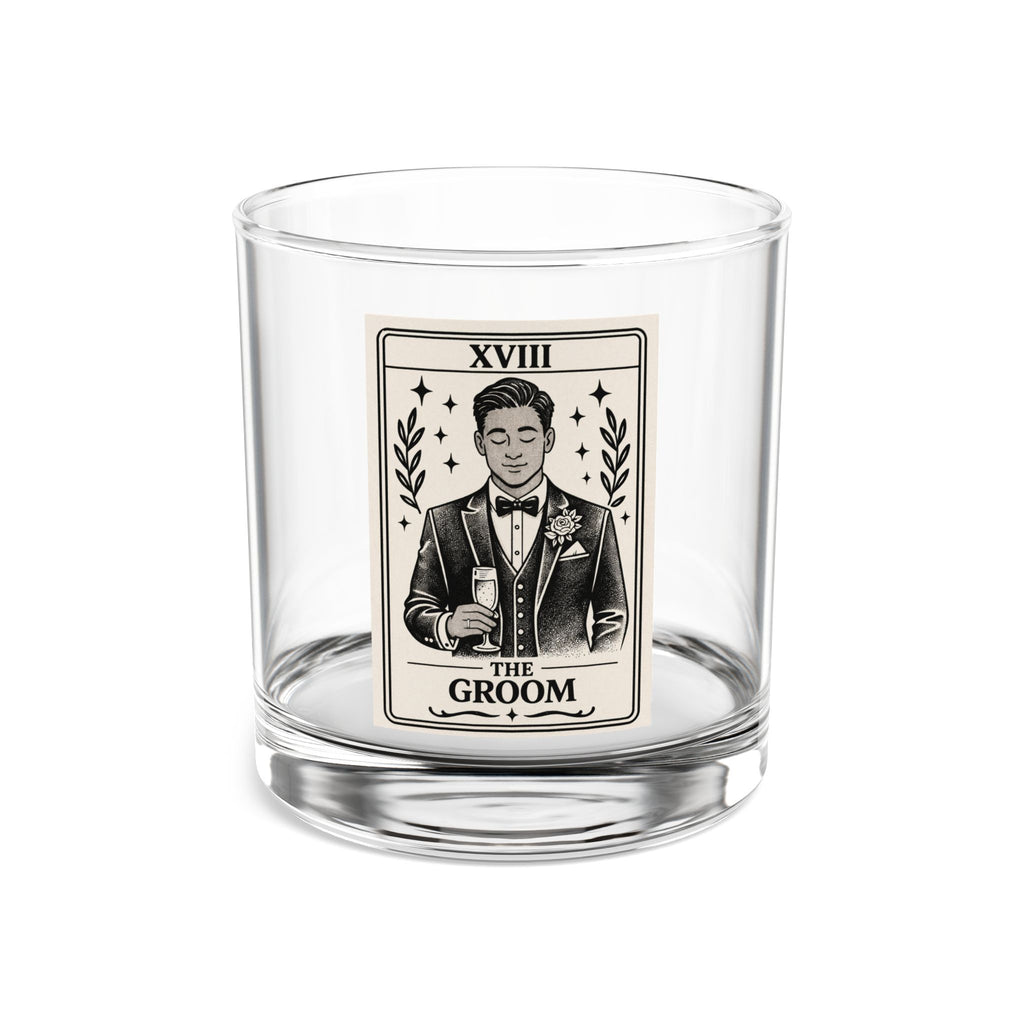 The Groom tarot card Rocks Glass | 10oz Whiskey Glass, Groomsmen Barware