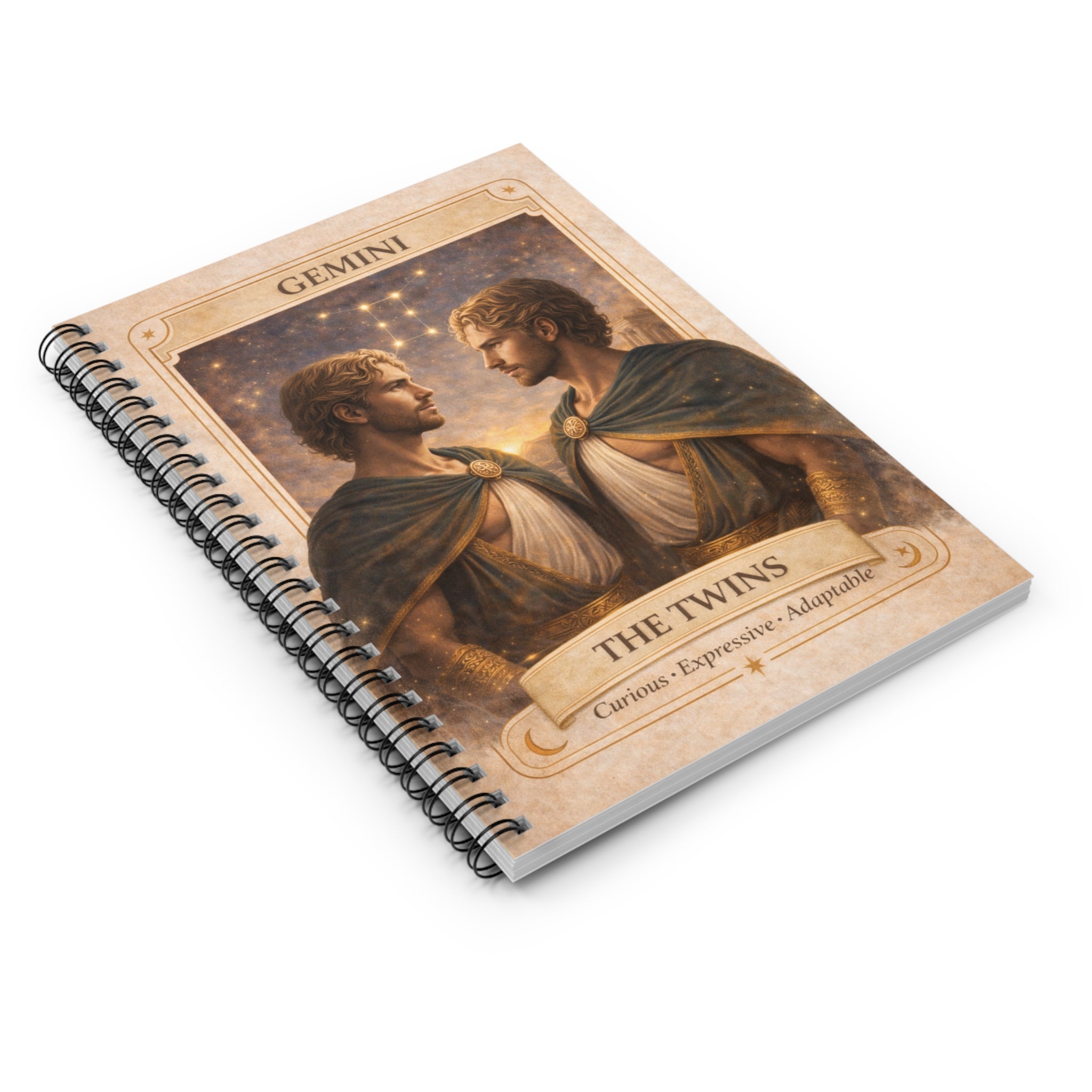 Gemini Zodiac Spiral Notebook — The Twins Ruled Journal (Curious • Expressive • Adaptable)