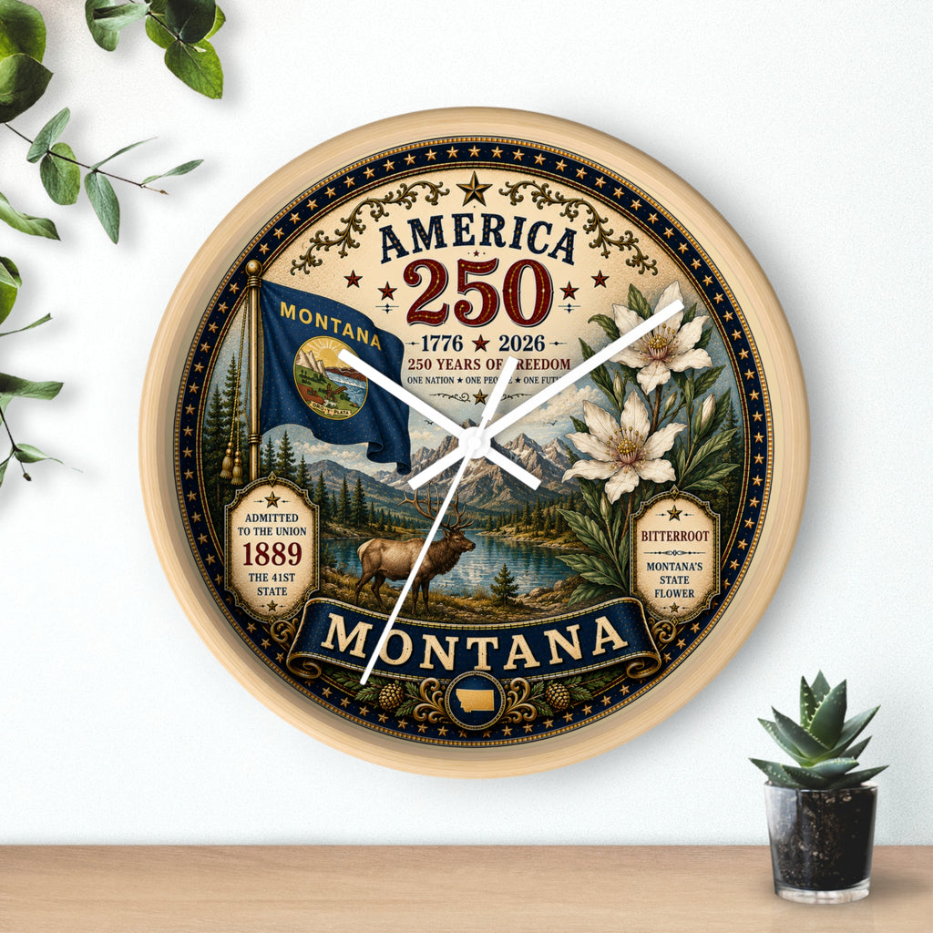 Montana State Seal 250th Anniversary Wall Clock | Bitterroot & Big Sky