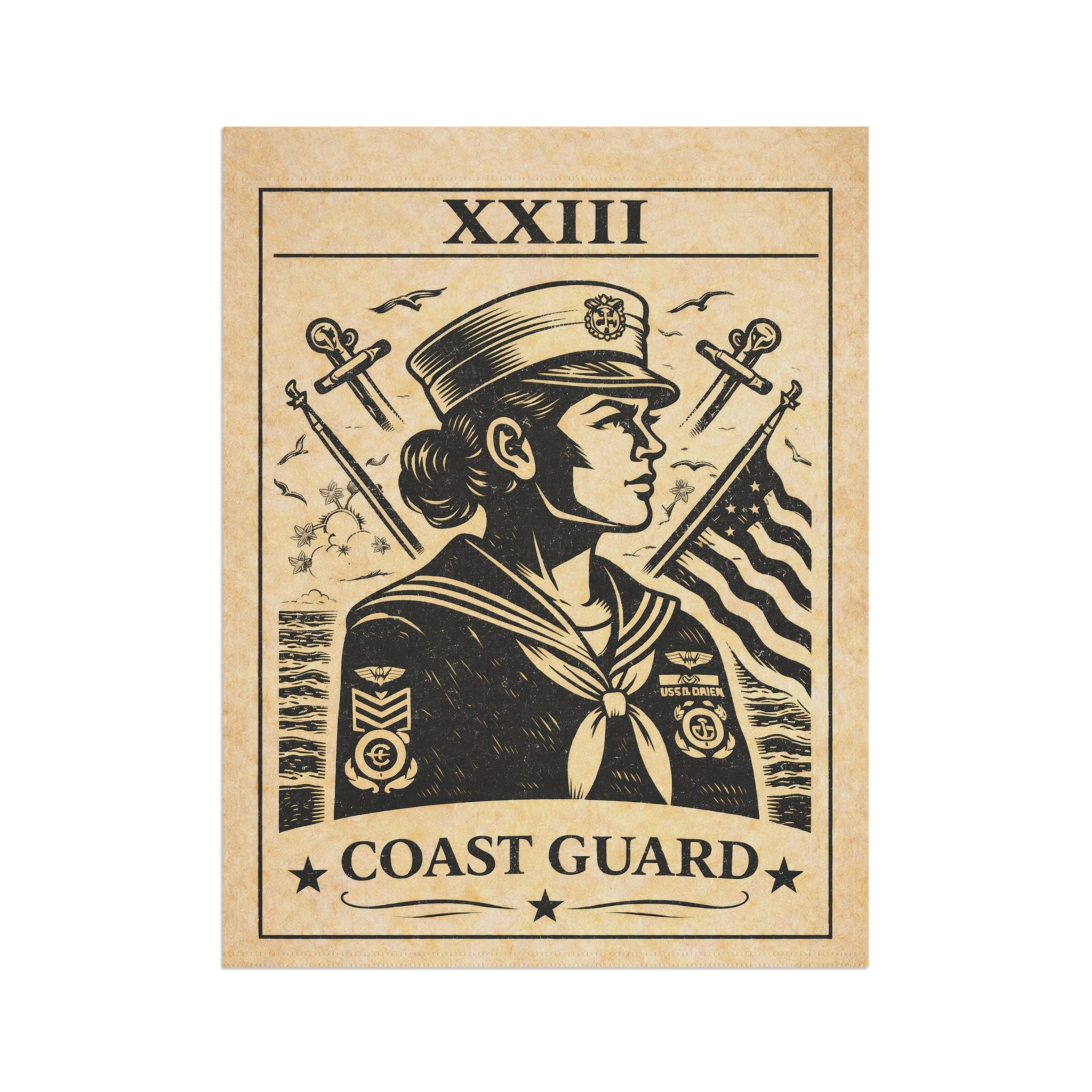 Coast Guard Sailor Illustration Garden & House Banner | Patriotic Nautical Flag