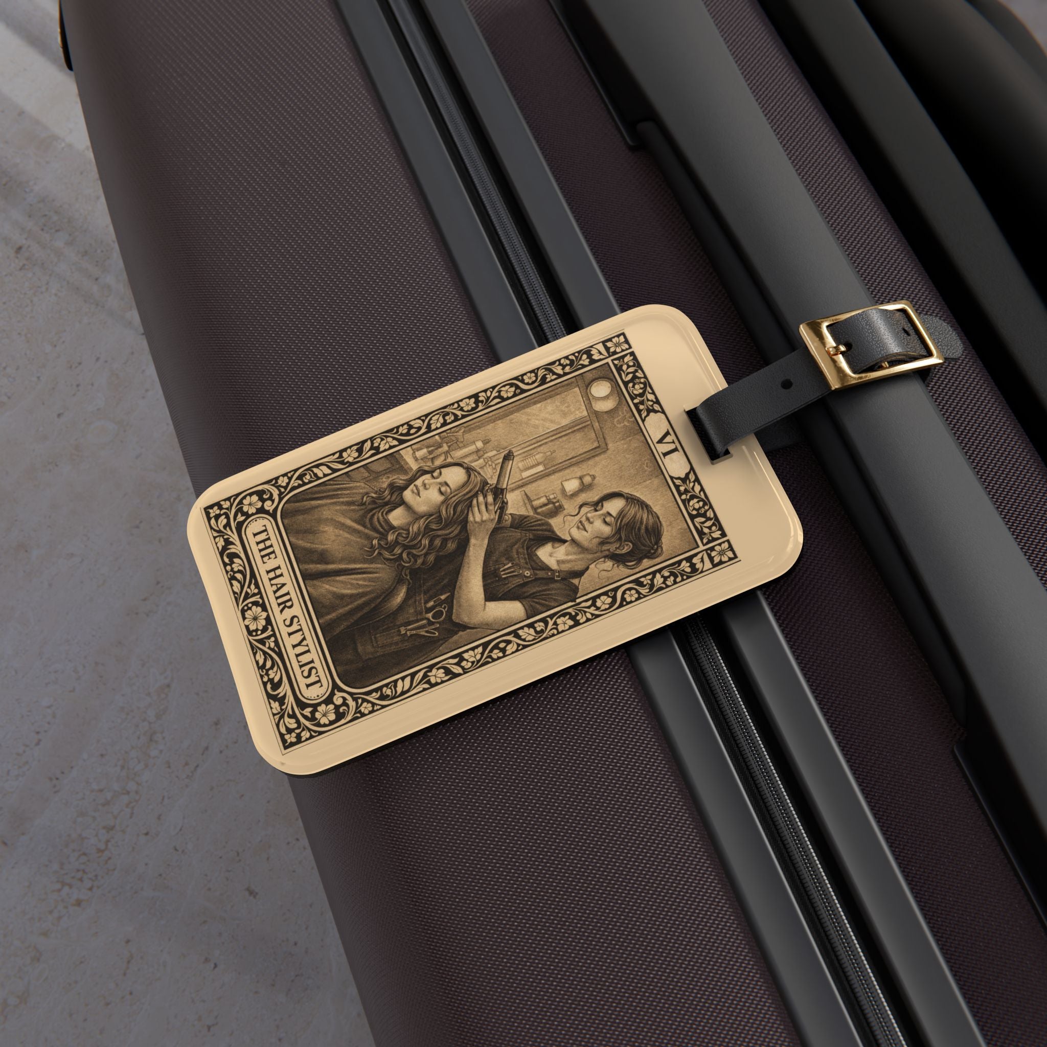 The Hair Stylist Luggage Tag | Tarot Card Illustration, Salon Theme