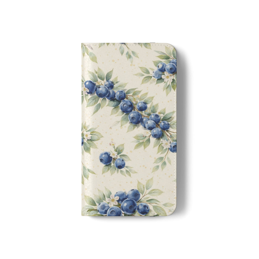 Blueberry Watercolor Pattern Flip Case | Phone Wallet, Card Slots